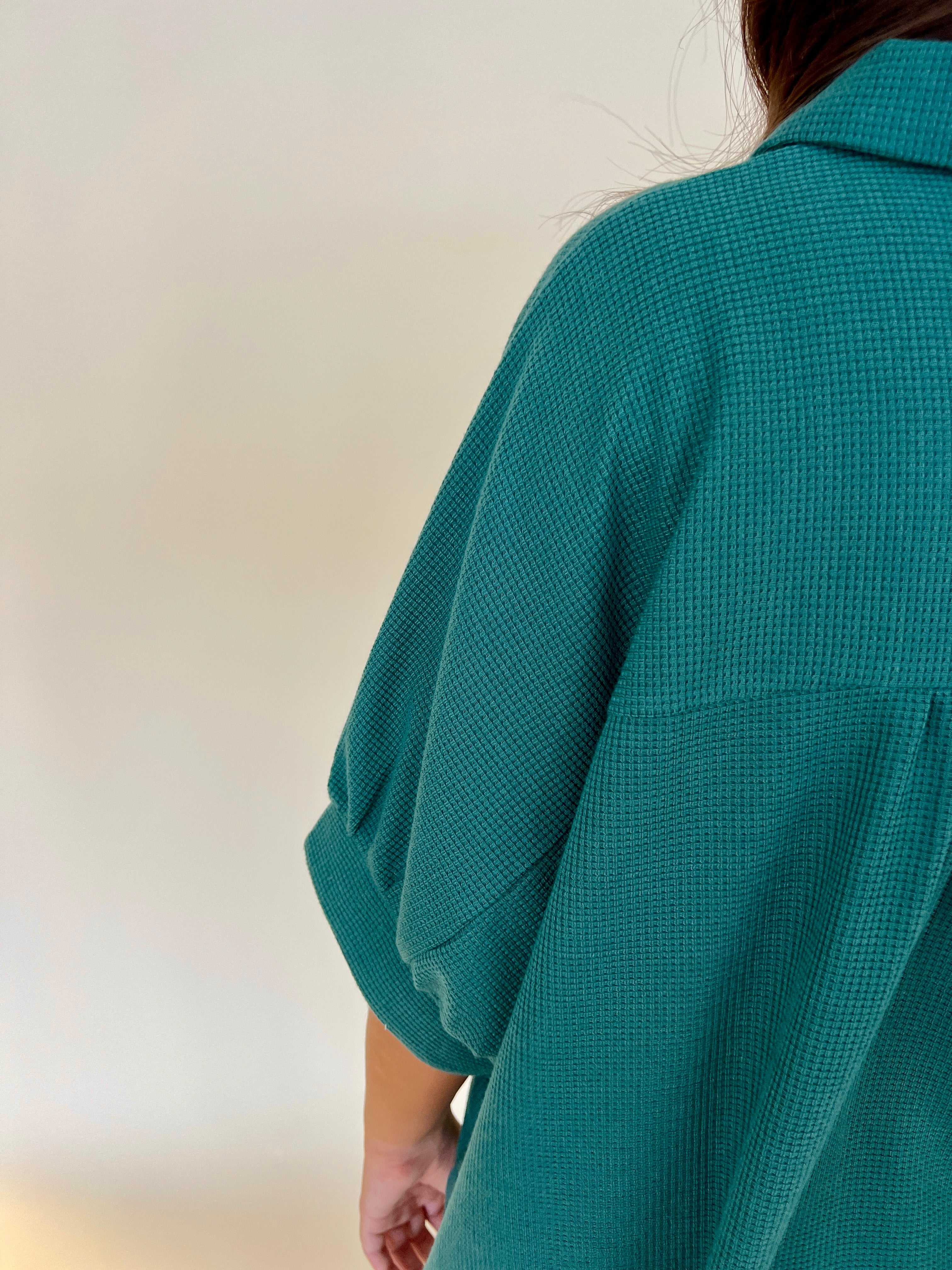 Let Loose Hunter Waffle Button Down Top-Shop-Womens-Boutique-Clothing