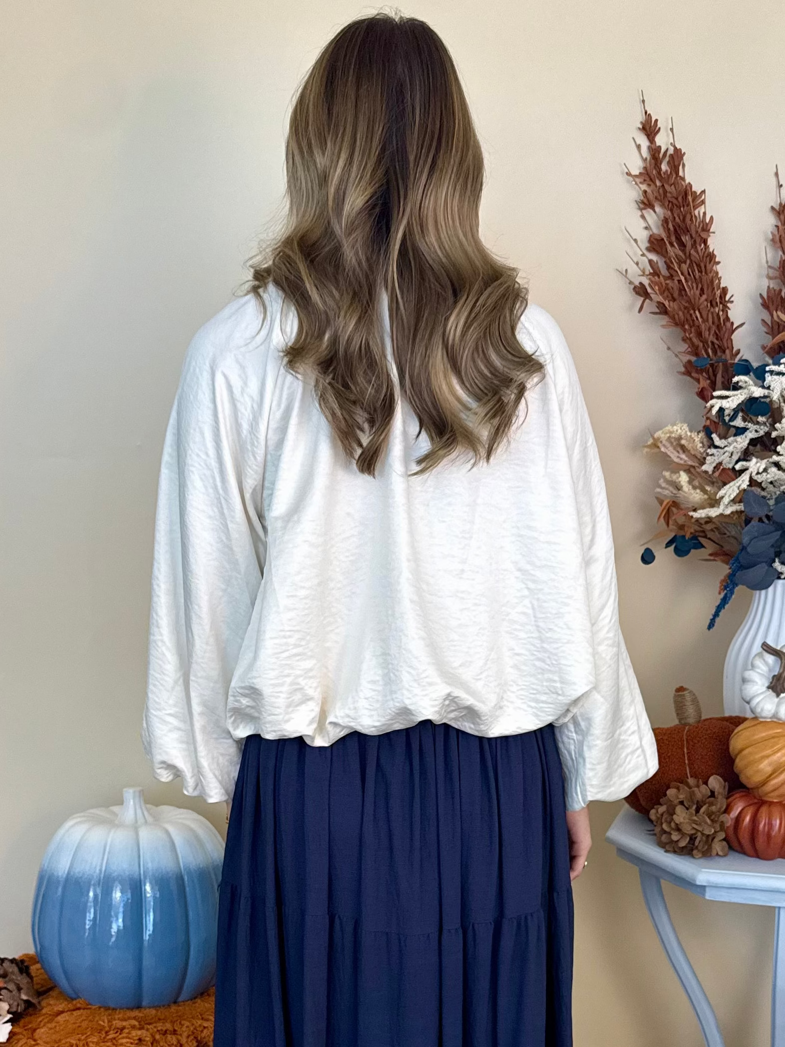 Toast to Fabulous Cream Ruffle Tie Neck Poncho Sleeve Top-Shop-Womens-Boutique-Clothing