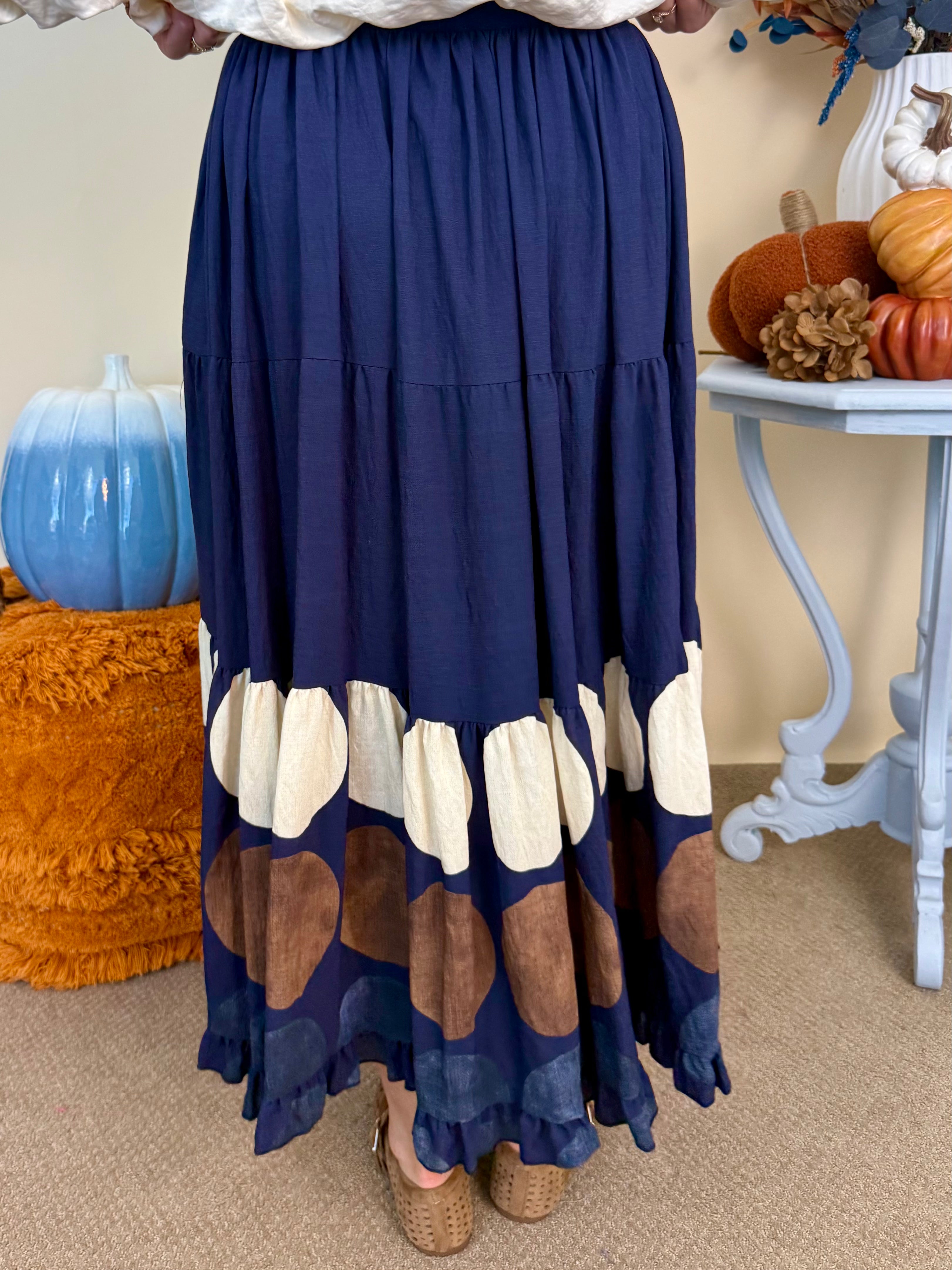 Purely Yours Midnight Border Dot Tiered Skirt-Shop-Womens-Boutique-Clothing