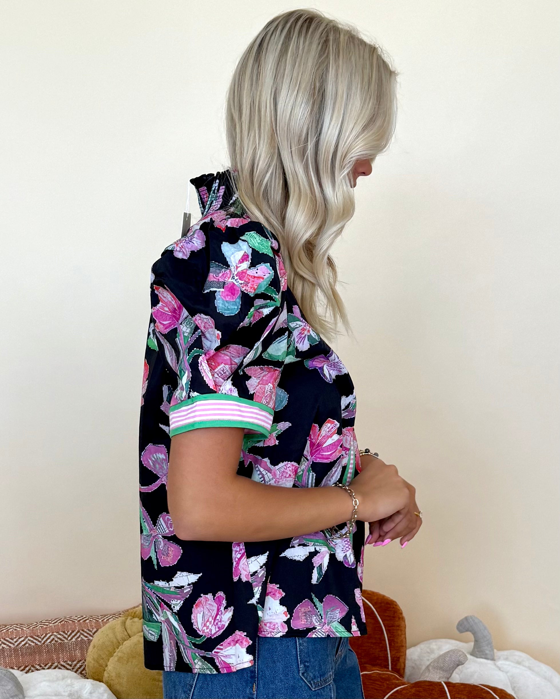Wildflower Daydream Black Floral Smocked Top-Shop-Womens-Boutique-Clothing