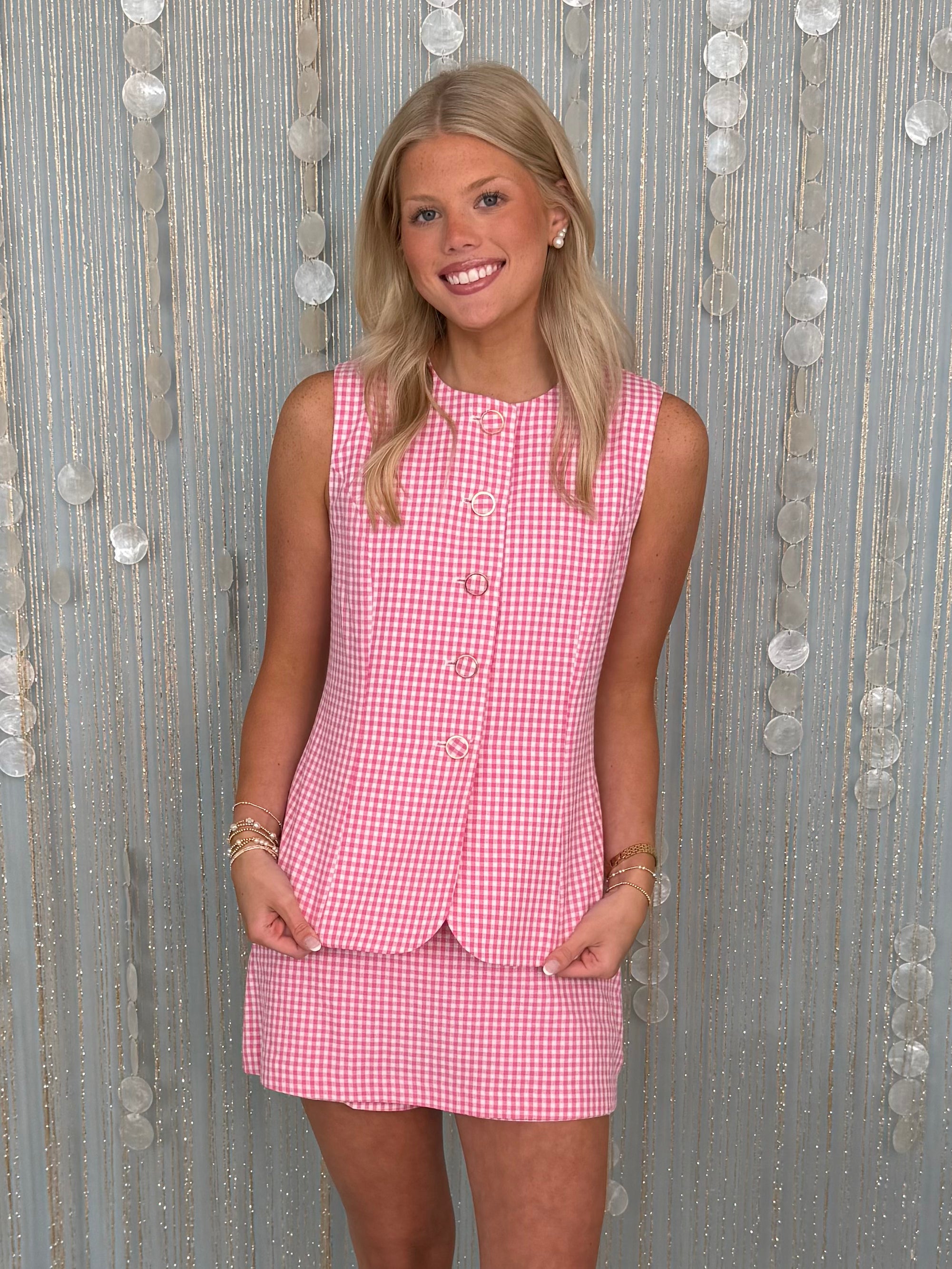Sweet Delight Pink Gingham Sleeveless Romper-Shop-Womens-Boutique-Clothing