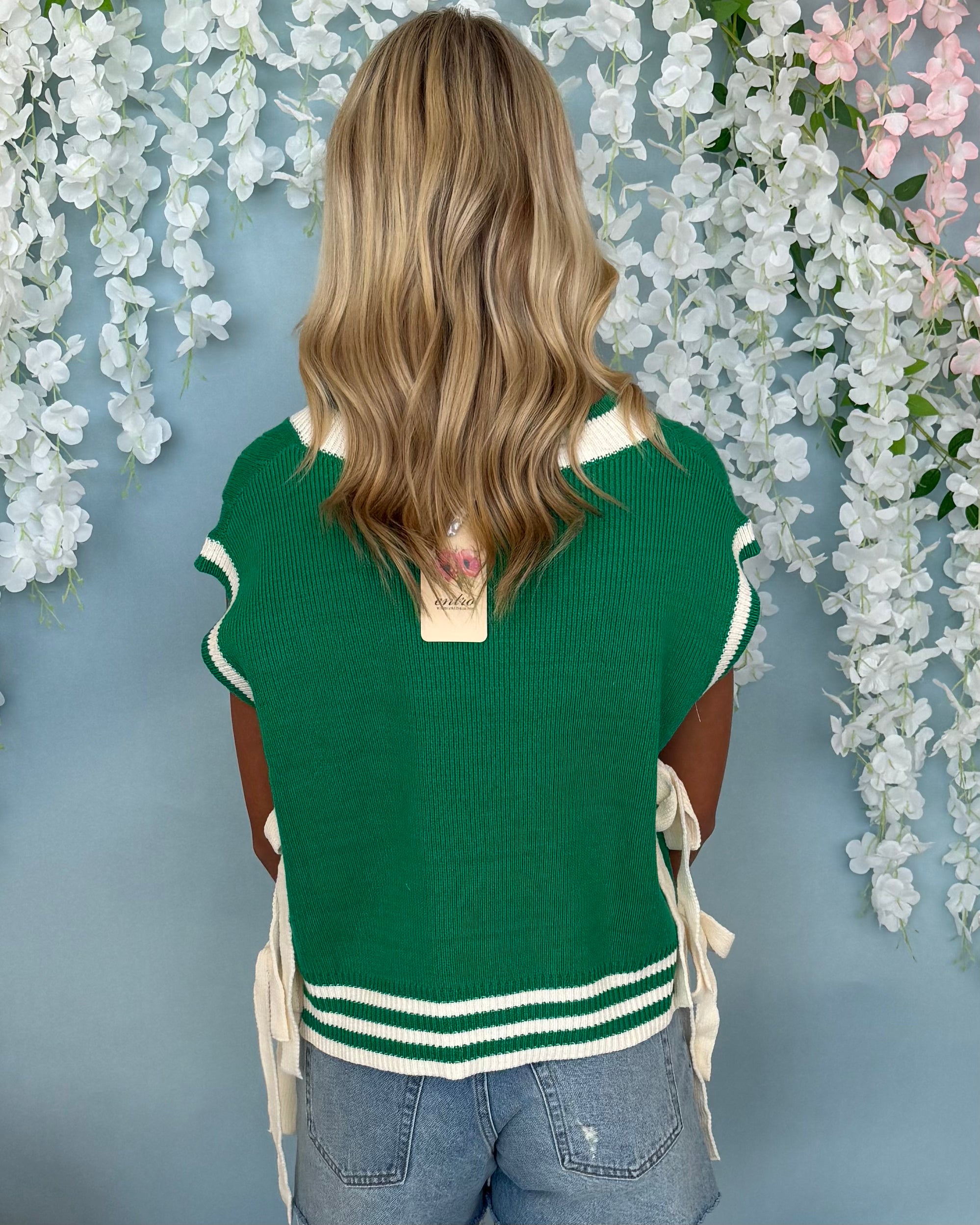 Learn To Love Green Cable Bow Sweater-Shop-Womens-Boutique-Clothing