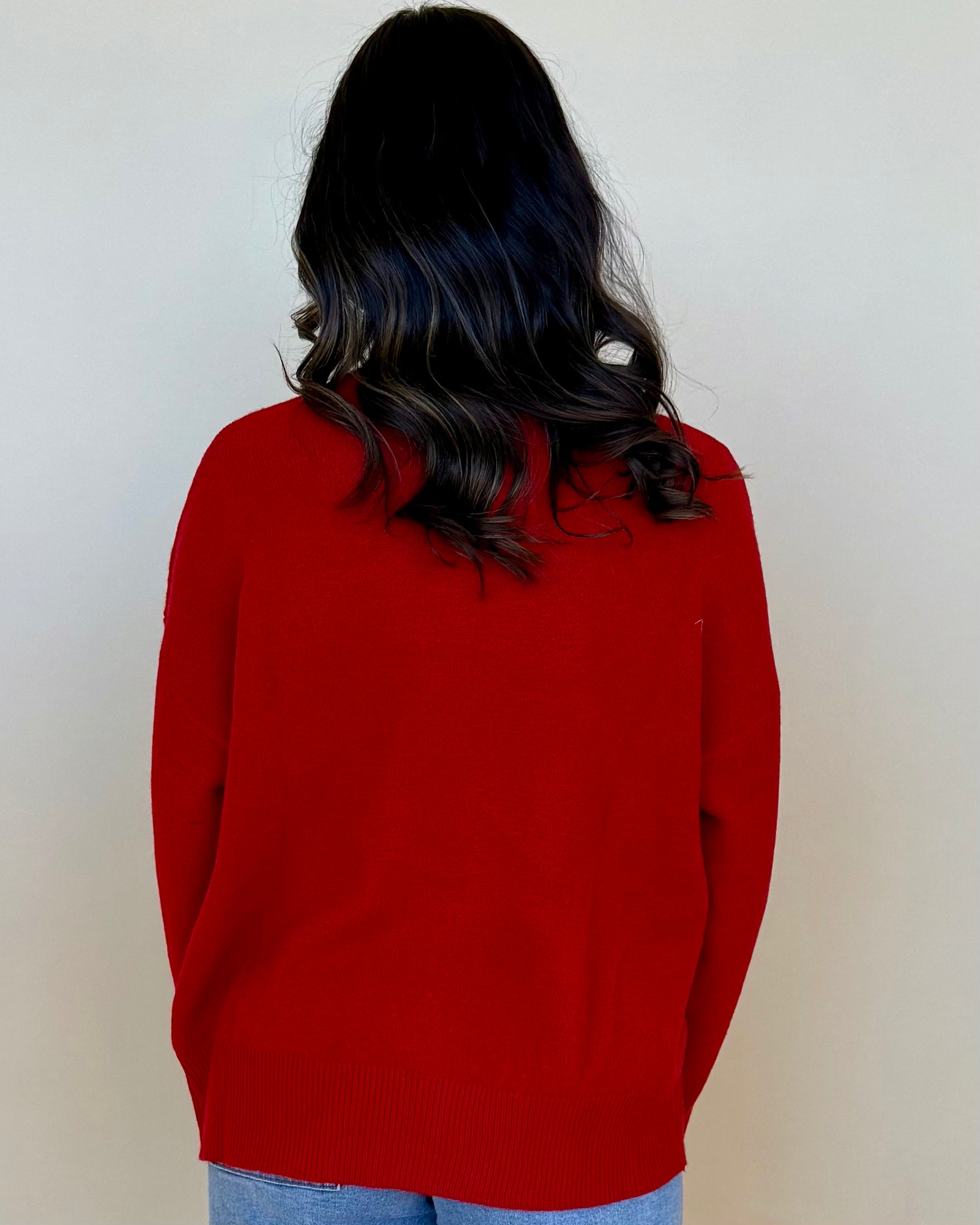 Made You Blush Red Mock Sweater-Shop-Womens-Boutique-Clothing