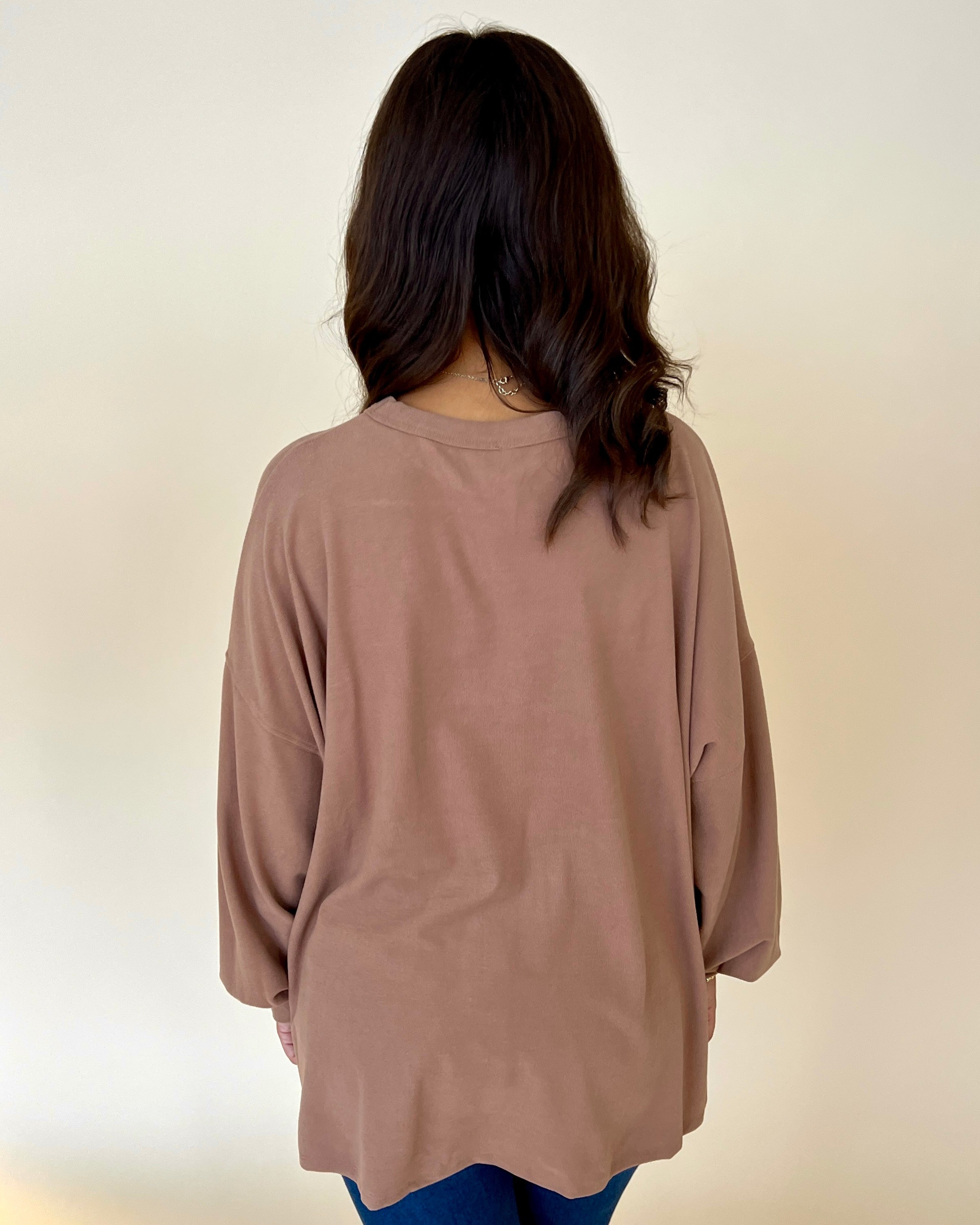 In My Feelings Camel Ribbed Round Neck Oversized Top-Shop-Womens-Boutique-Clothing