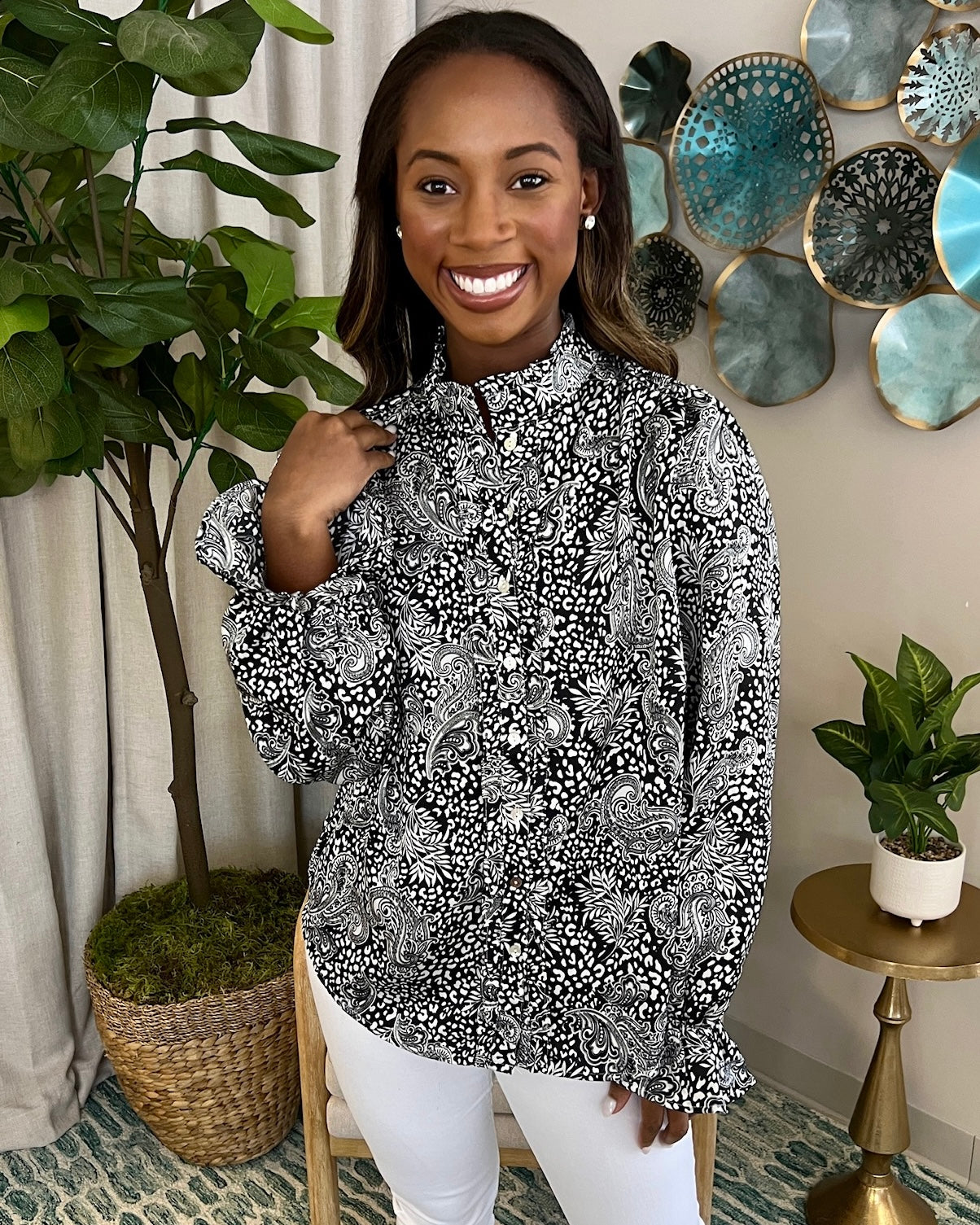Path To You Black Paisley Top-Shop-Womens-Boutique-Clothing