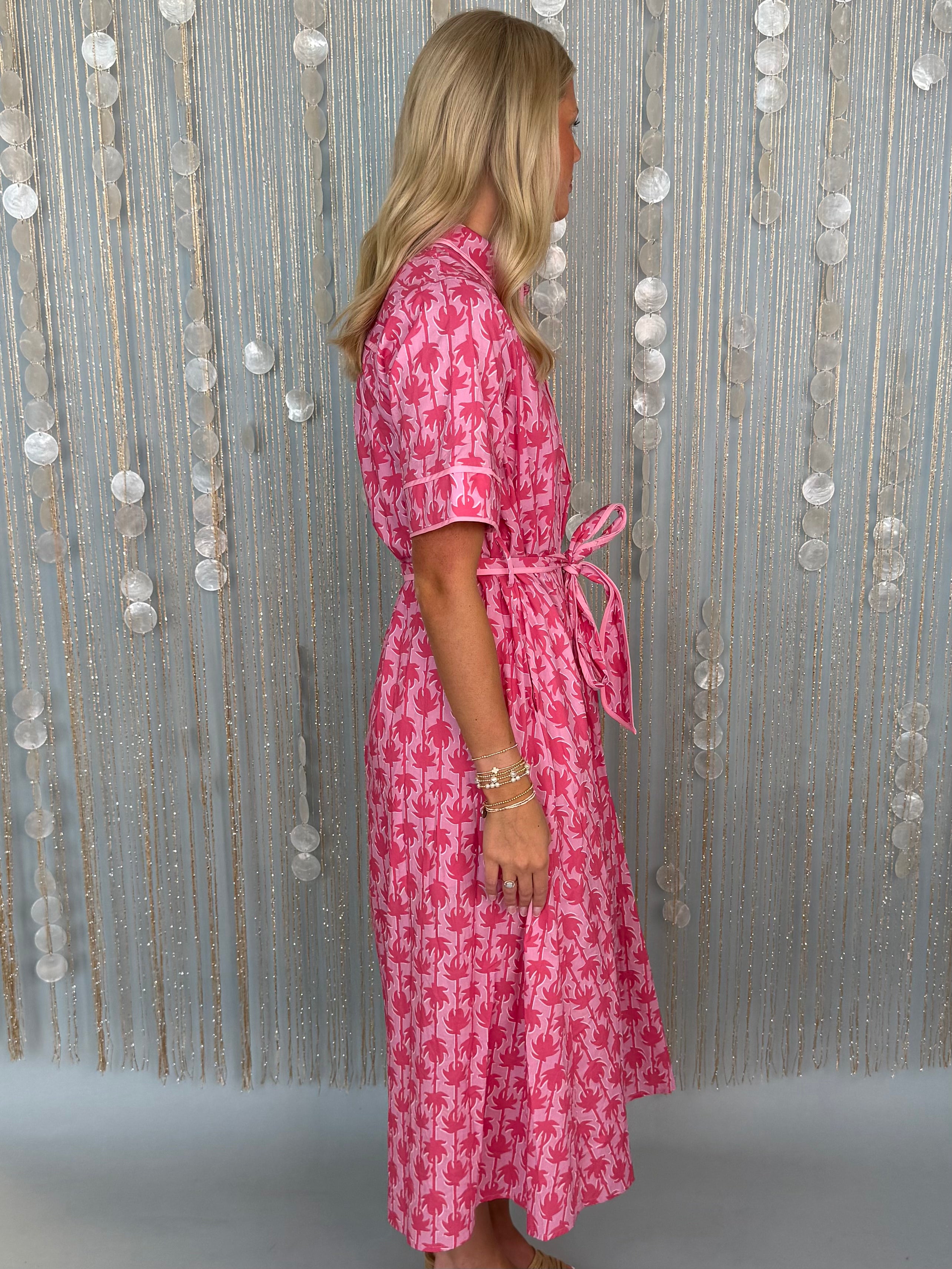 Worth Repeating Pink Botanical Print Midi Dress-Shop-Womens-Boutique-Clothing