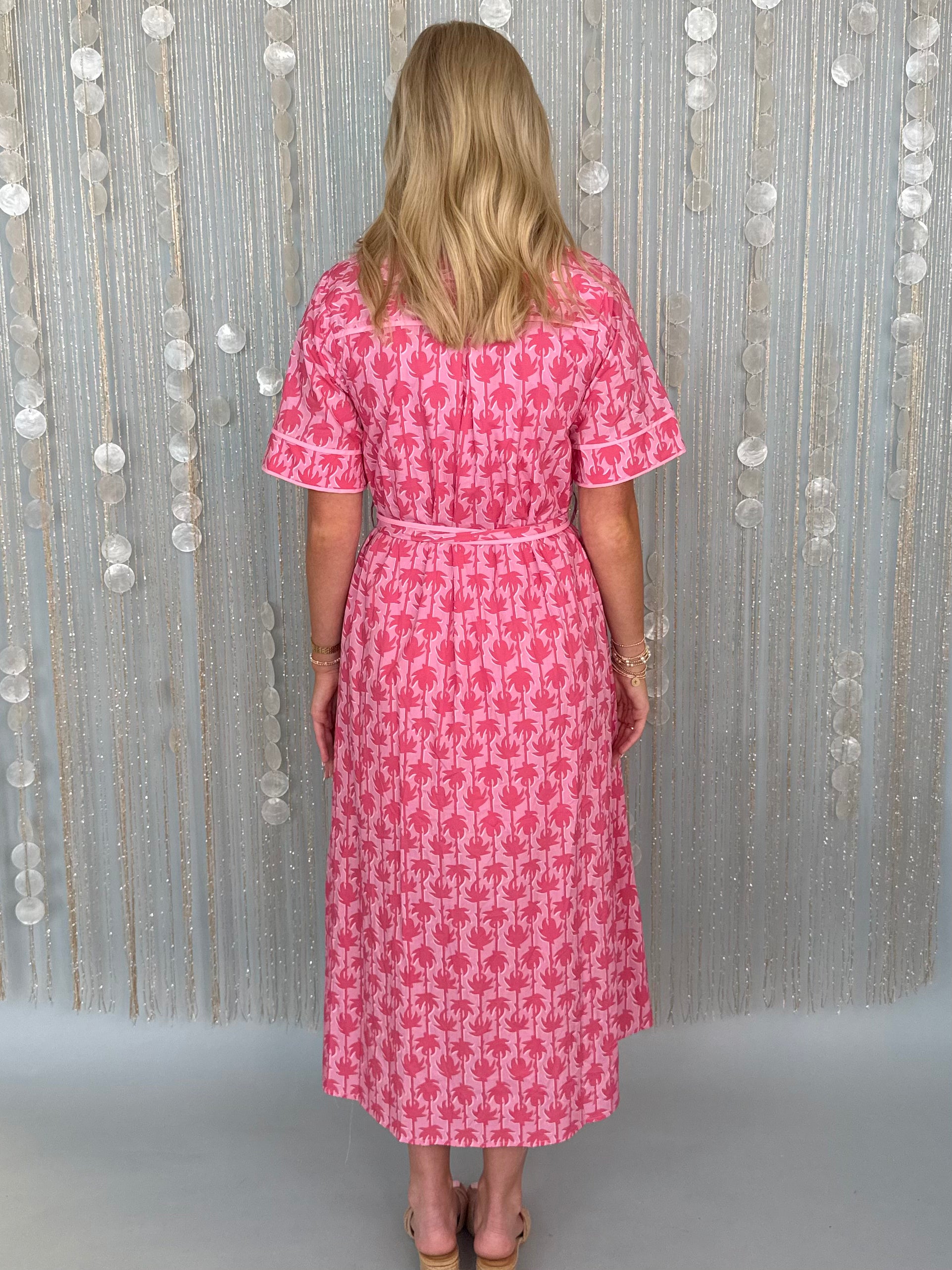 Worth Repeating Pink Botanical Print Midi Dress-Shop-Womens-Boutique-Clothing