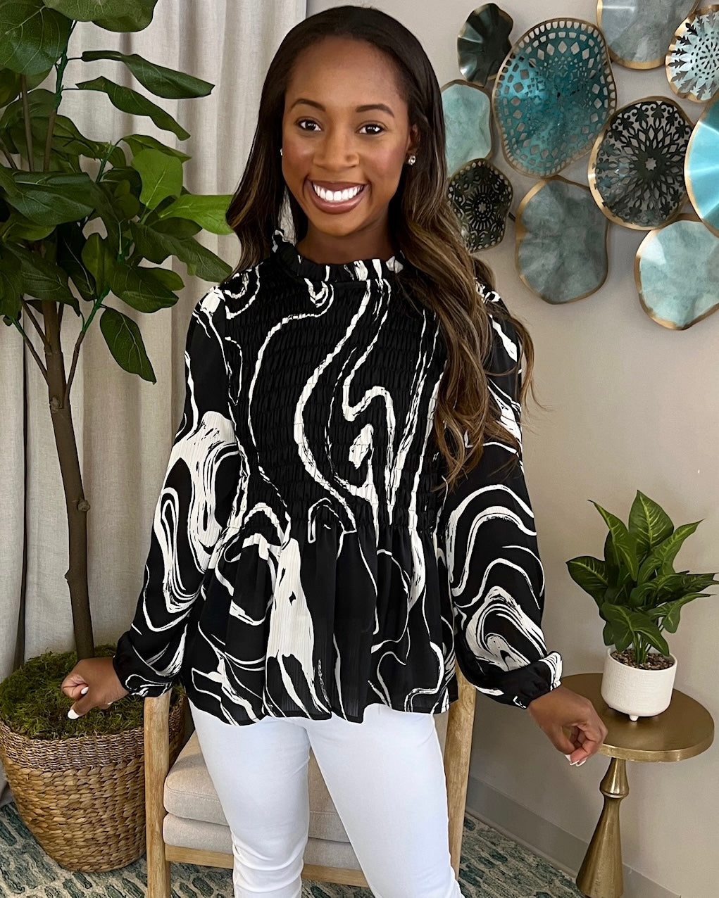 It's Possible Black Swirl Top-Shop-Womens-Boutique-Clothing