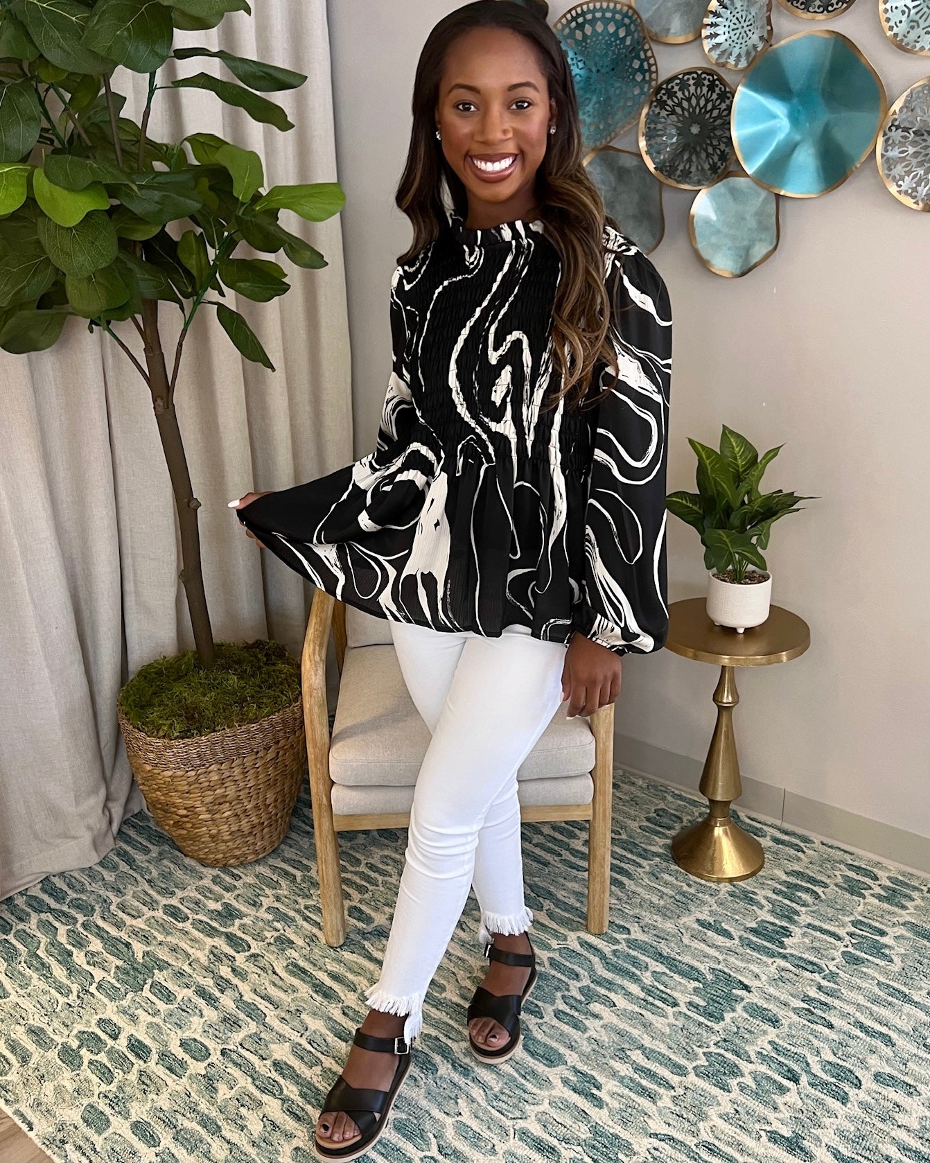 It's Possible Black Swirl Top-Shop-Womens-Boutique-Clothing