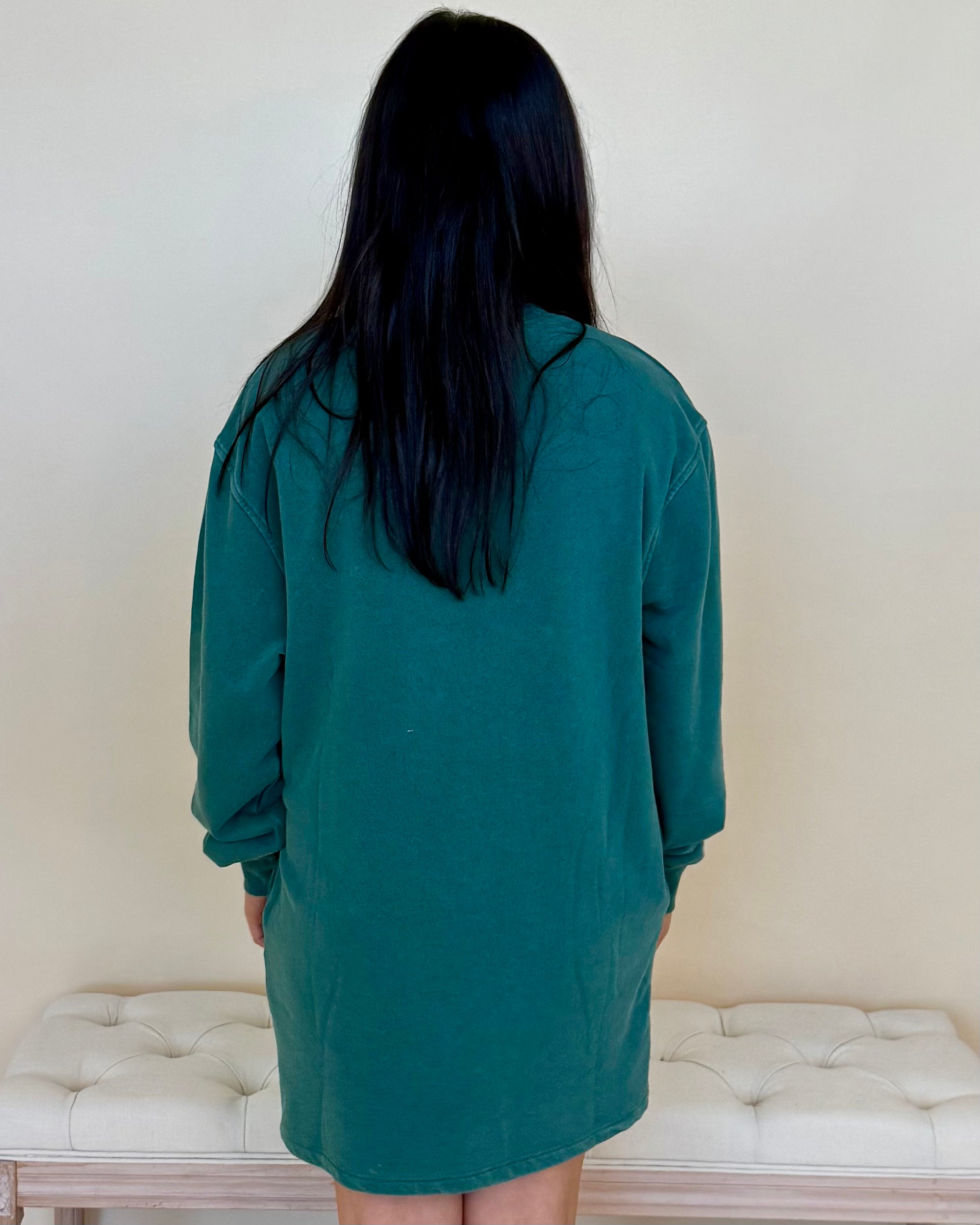 Line Up Dark Green Washed Sweatshirt Dress-Shop-Womens-Boutique-Clothing