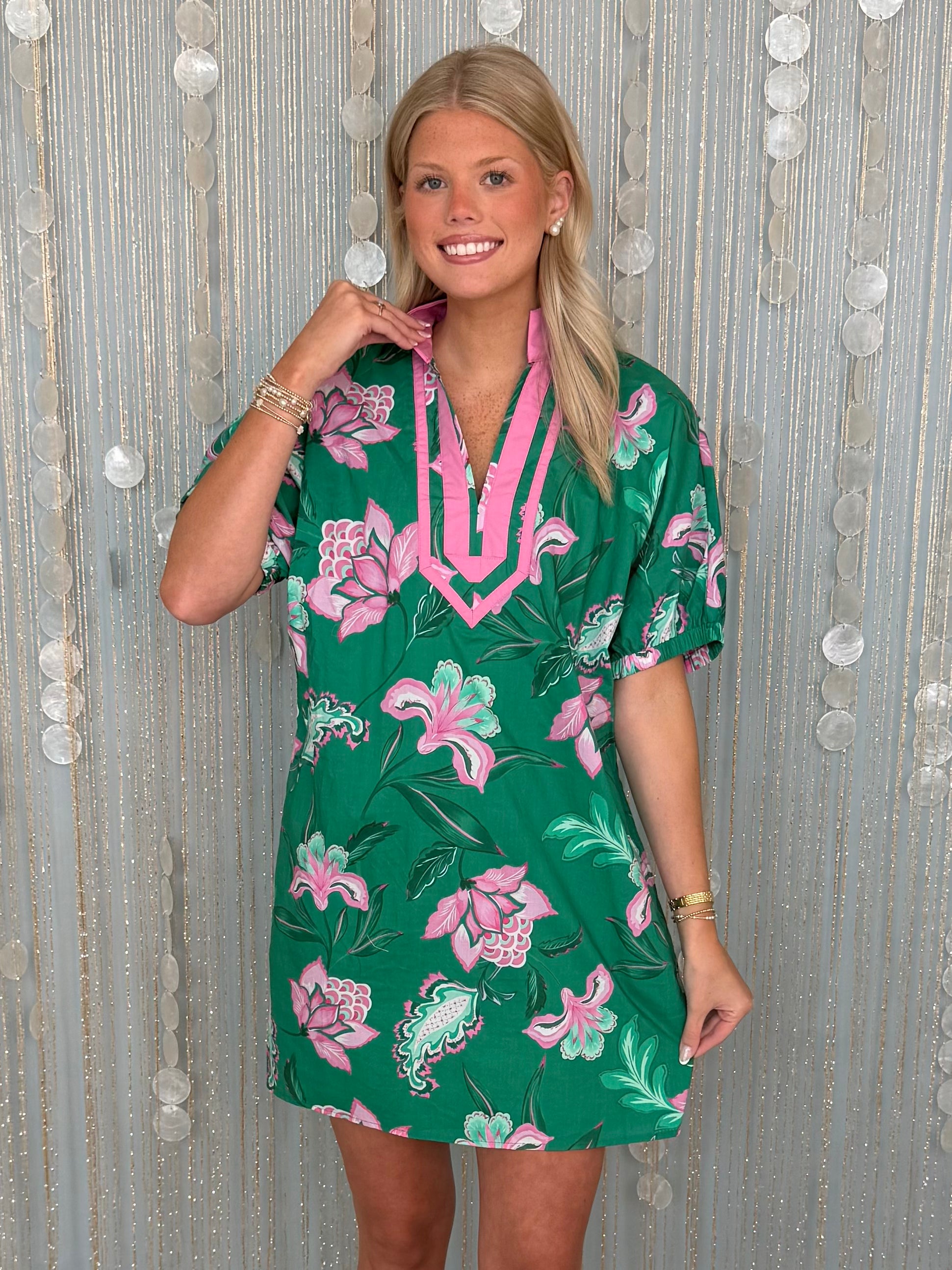 Refined Bloom Green Floral Dress-Shop-Womens-Boutique-Clothing