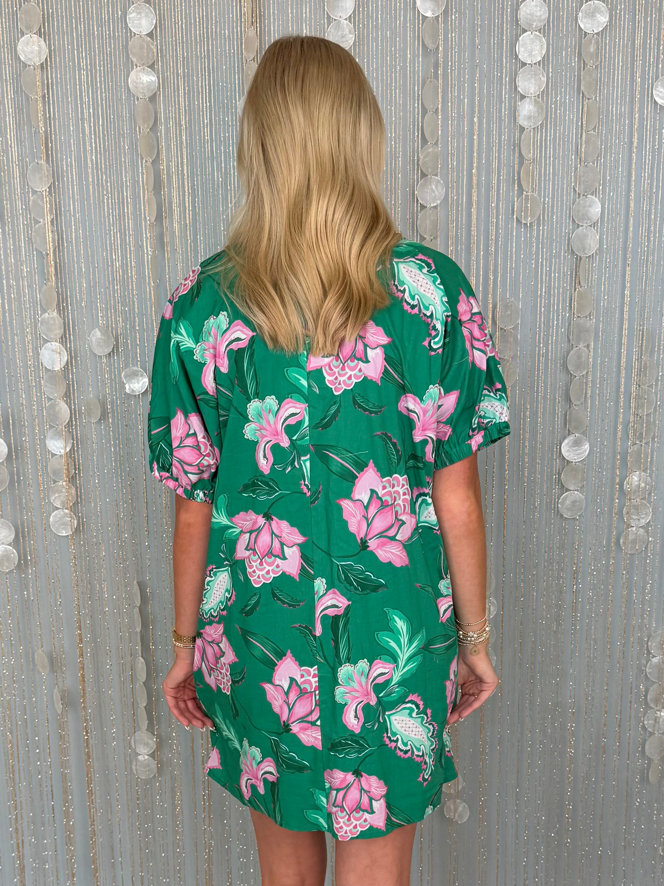Refined Bloom Green Floral Dress-Shop-Womens-Boutique-Clothing