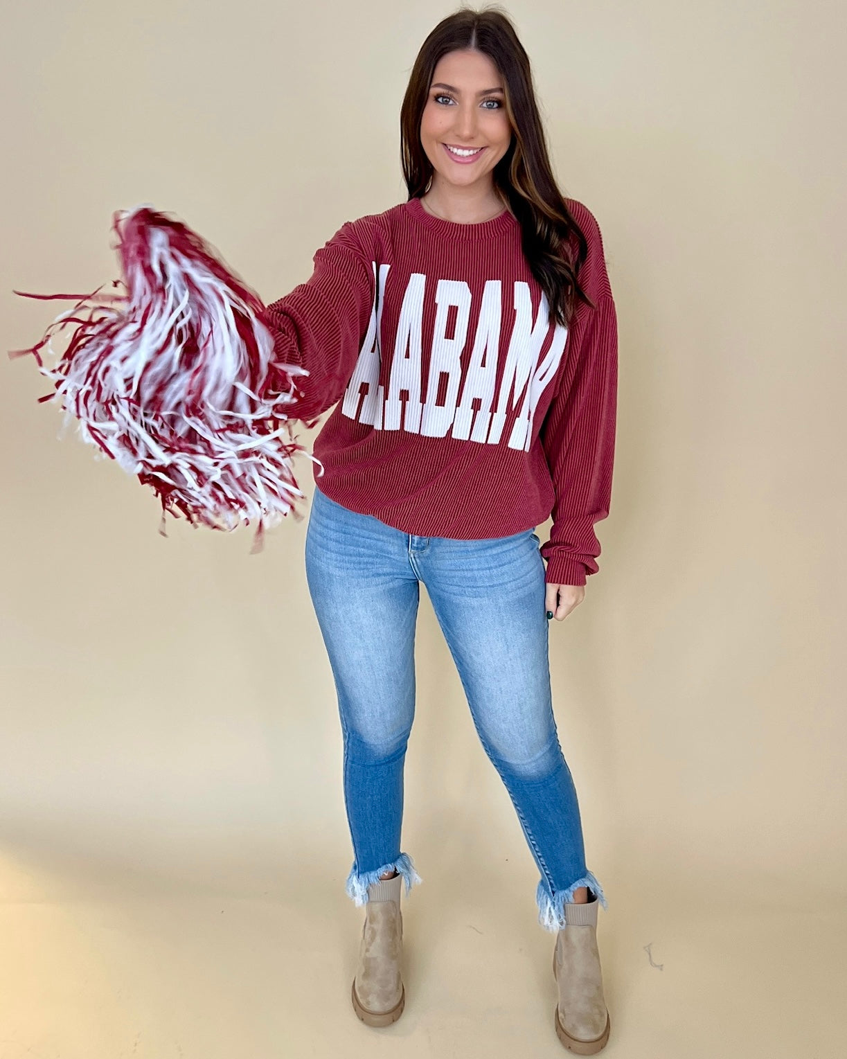 Hometown Crimson Alabama Graphic Crewneck Top-Shop-Womens-Boutique-Clothing