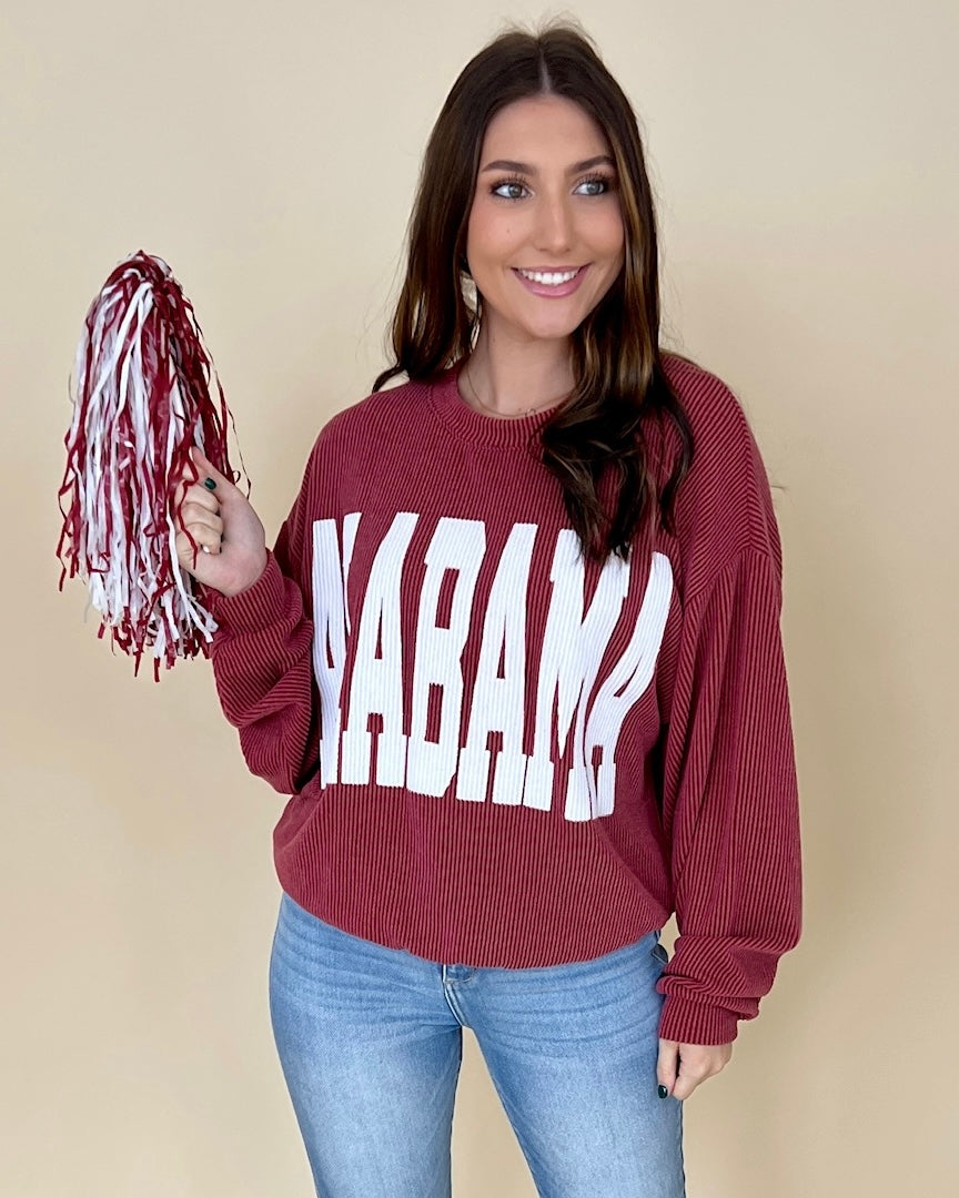 Hometown Crimson Alabama Graphic Crewneck Top-Shop-Womens-Boutique-Clothing
