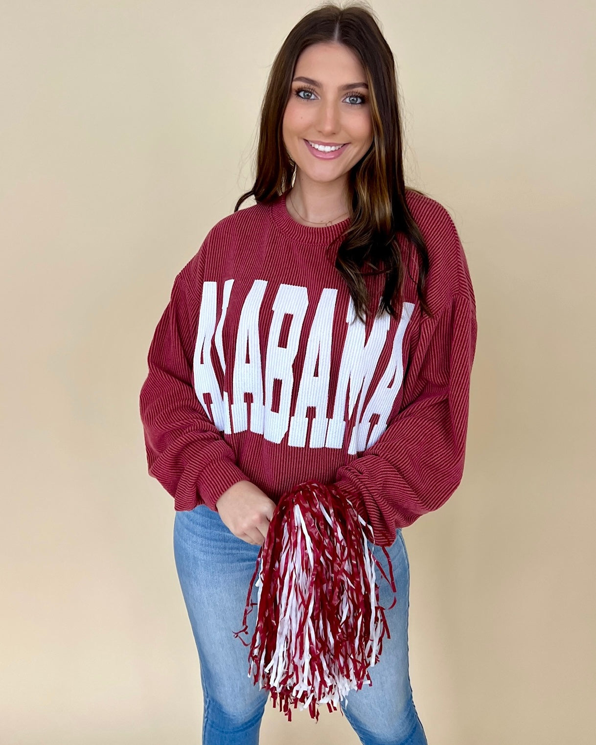 Hometown Crimson Alabama Graphic Crewneck Top-Shop-Womens-Boutique-Clothing