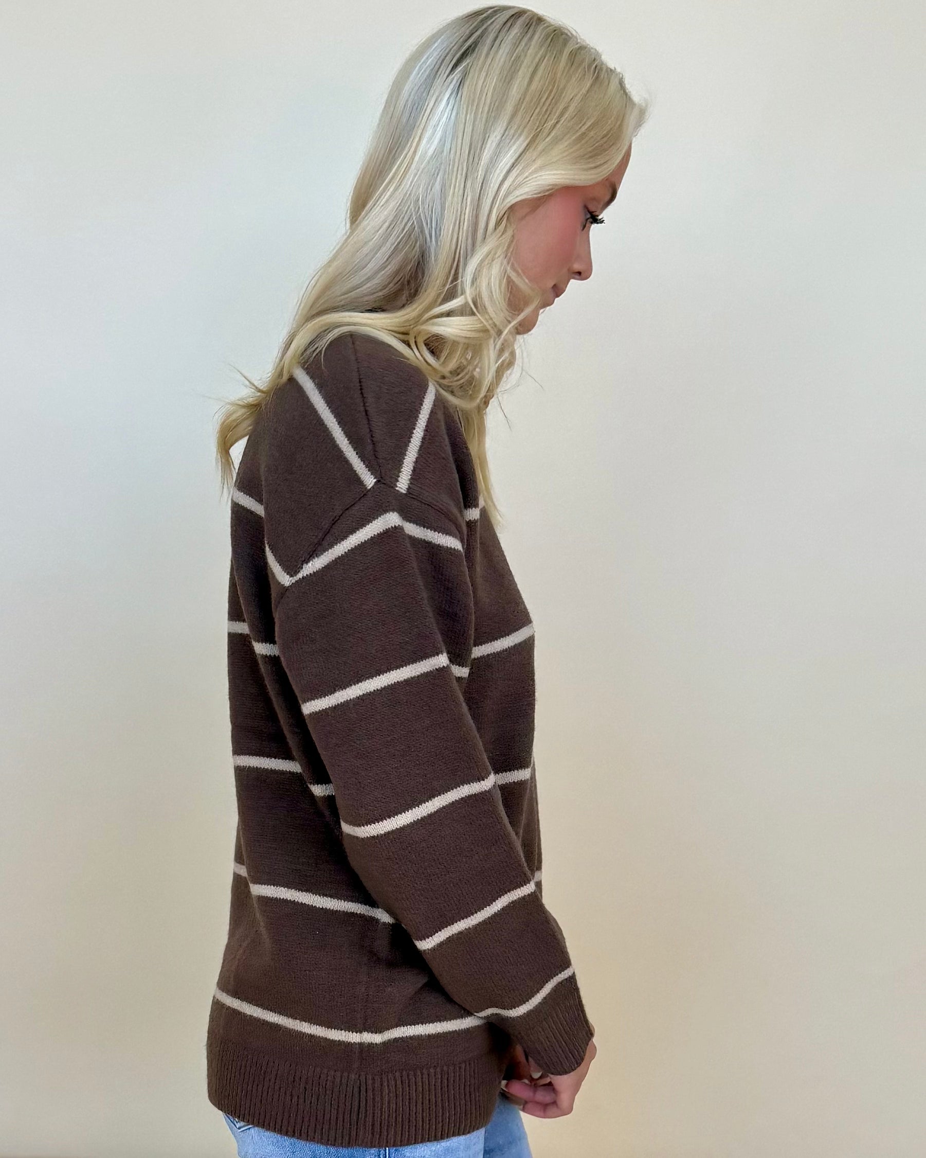 Calm Clouds Brown/Beige Stripe Sweater-Shop-Womens-Boutique-Clothing