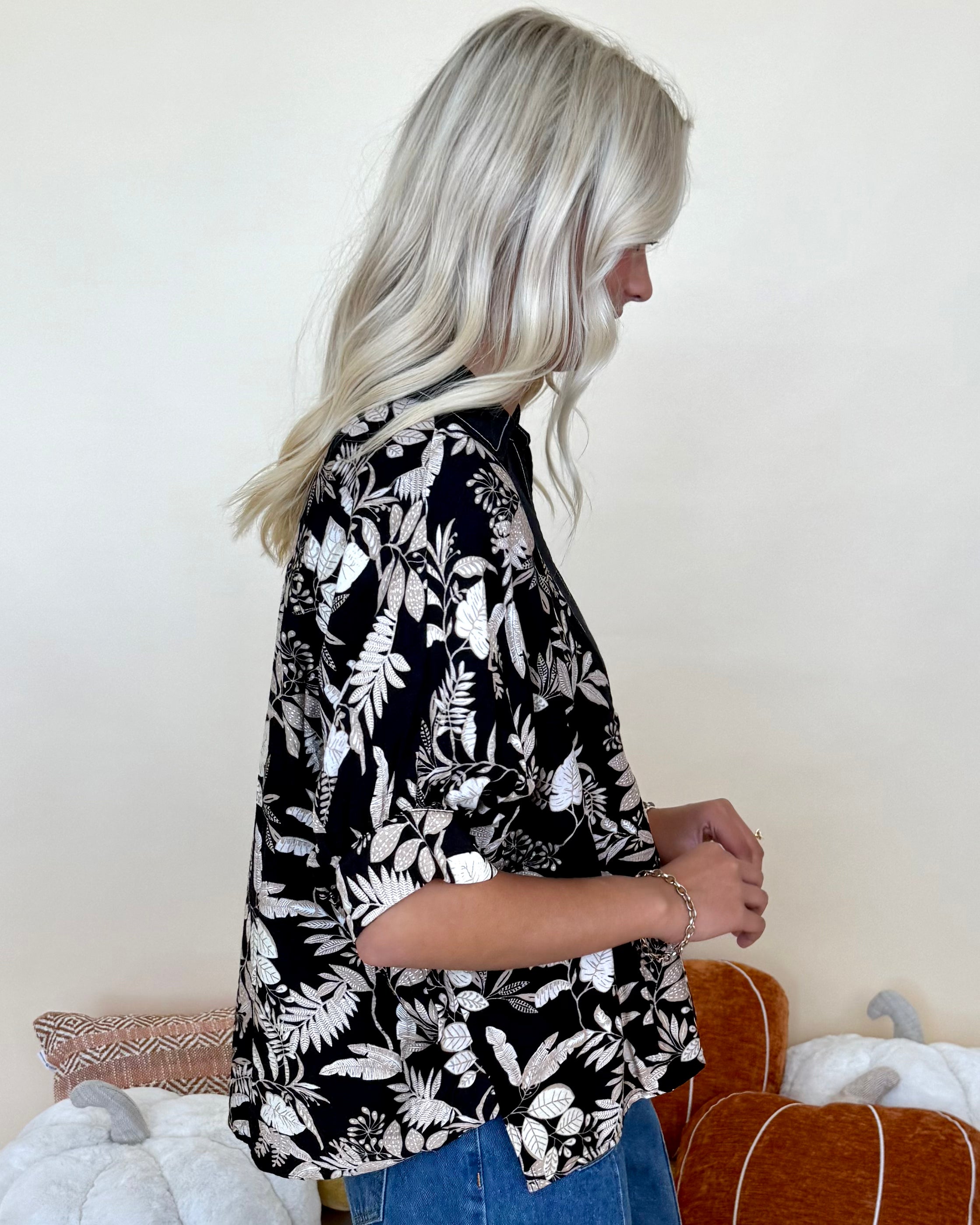 Looks Like Love Black Botanical Dolman Top-Shop-Womens-Boutique-Clothing