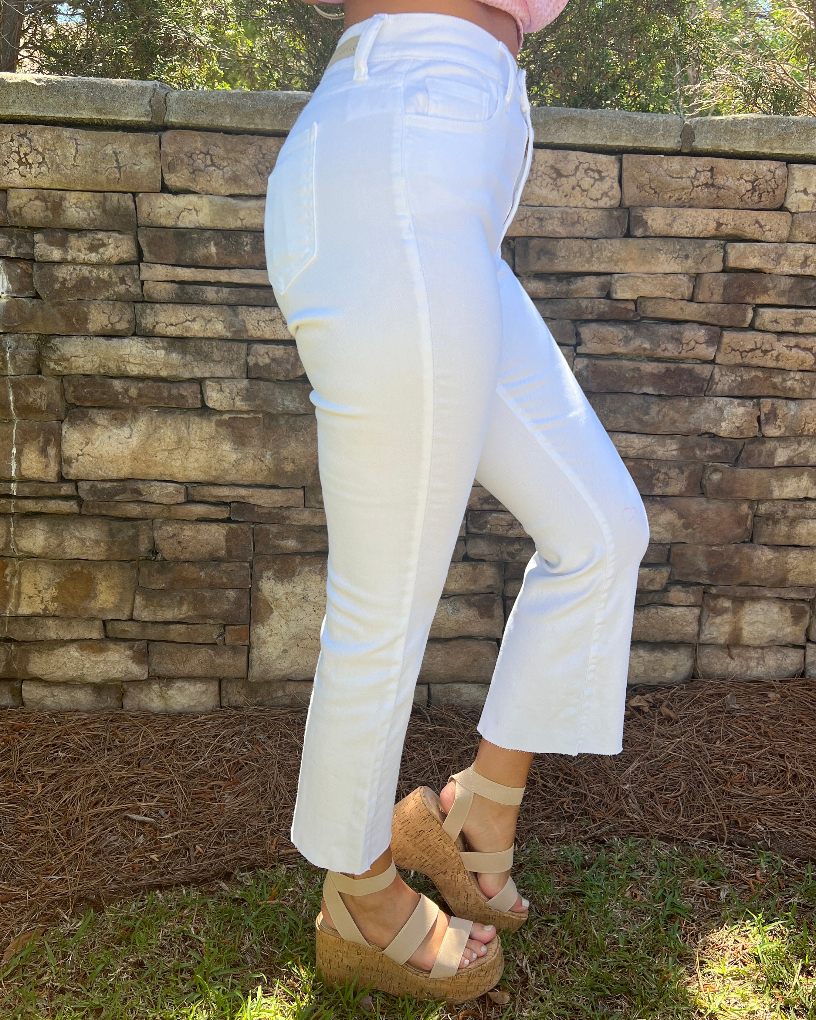 Run On Dreams White High Rise Crop Flares-Shop-Womens-Boutique-Clothing