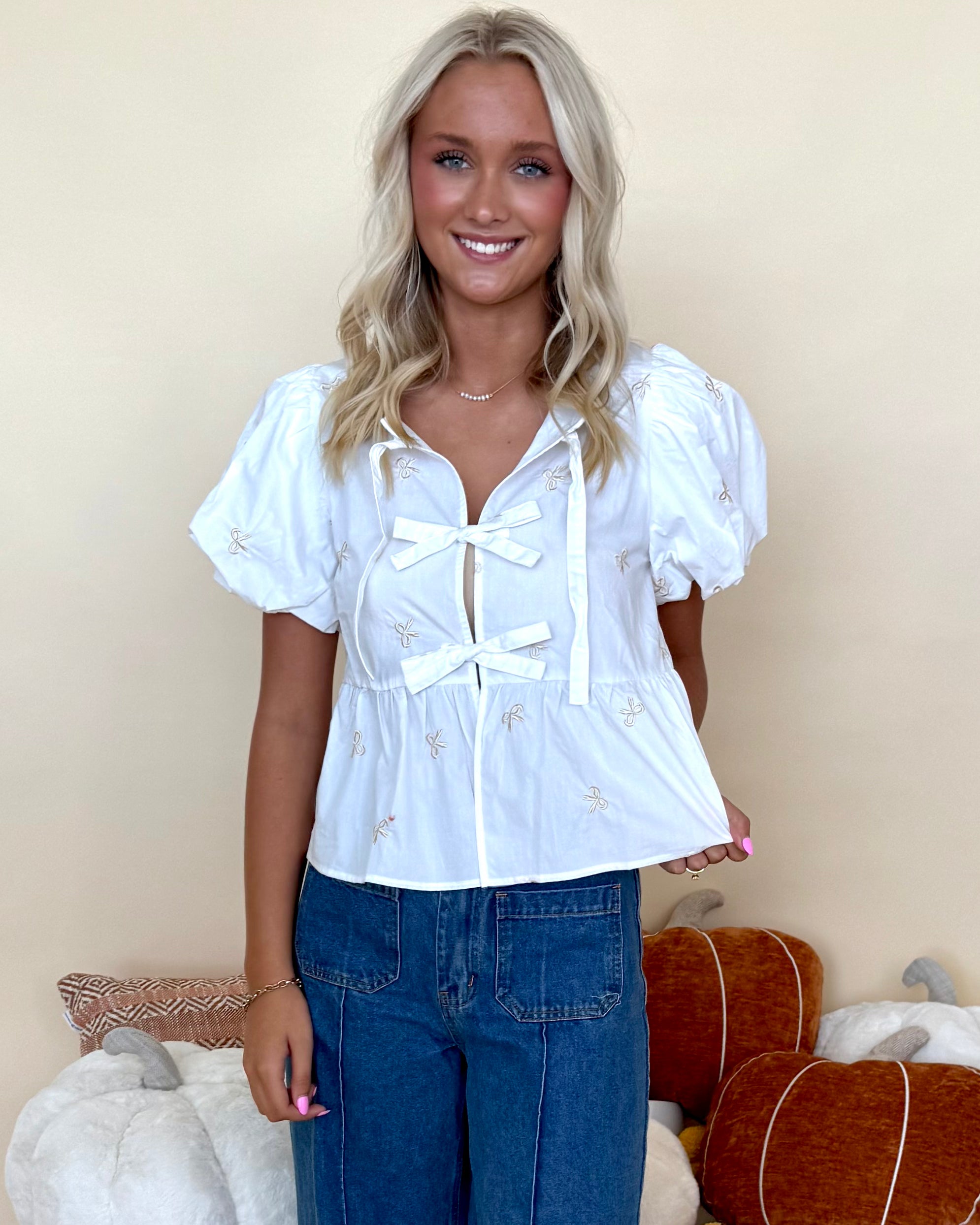 Say It Proud White Bow Detail Top-Shop-Womens-Boutique-Clothing