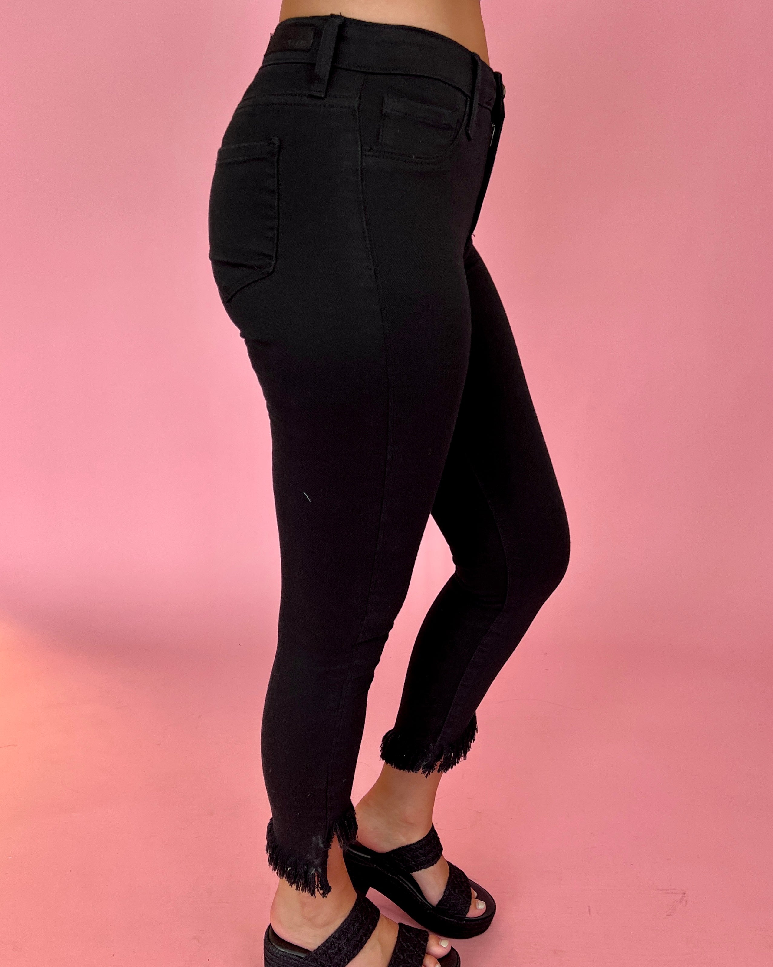 Number One Fan Black Frayed Jeans-Shop-Womens-Boutique-Clothing