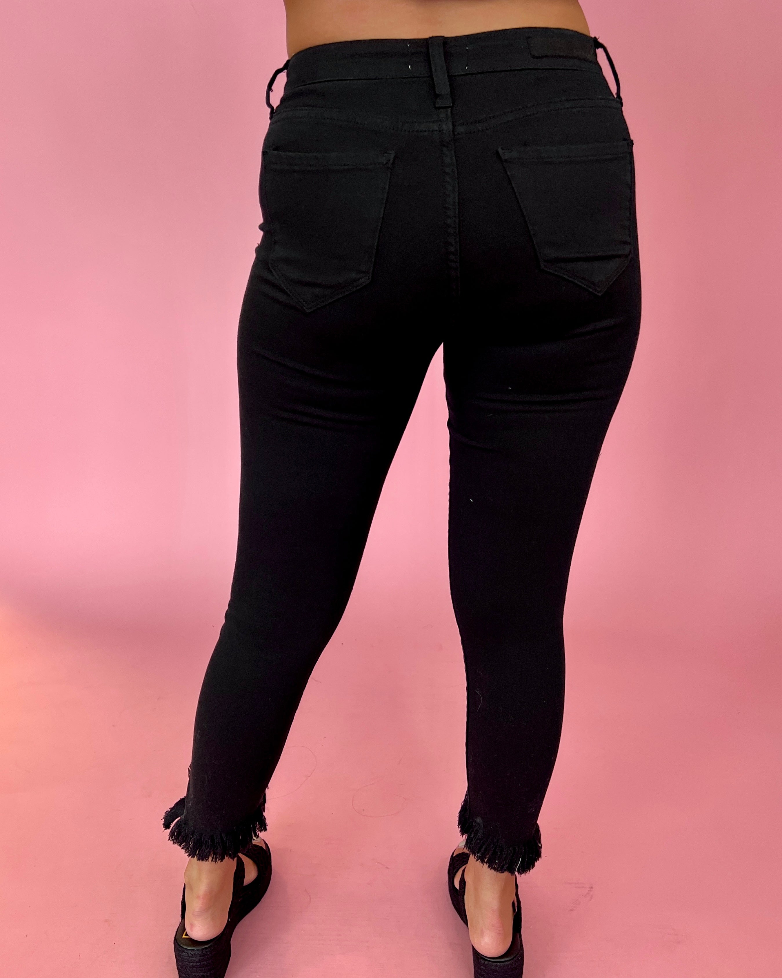 Number One Fan Black Frayed Jeans-Shop-Womens-Boutique-Clothing
