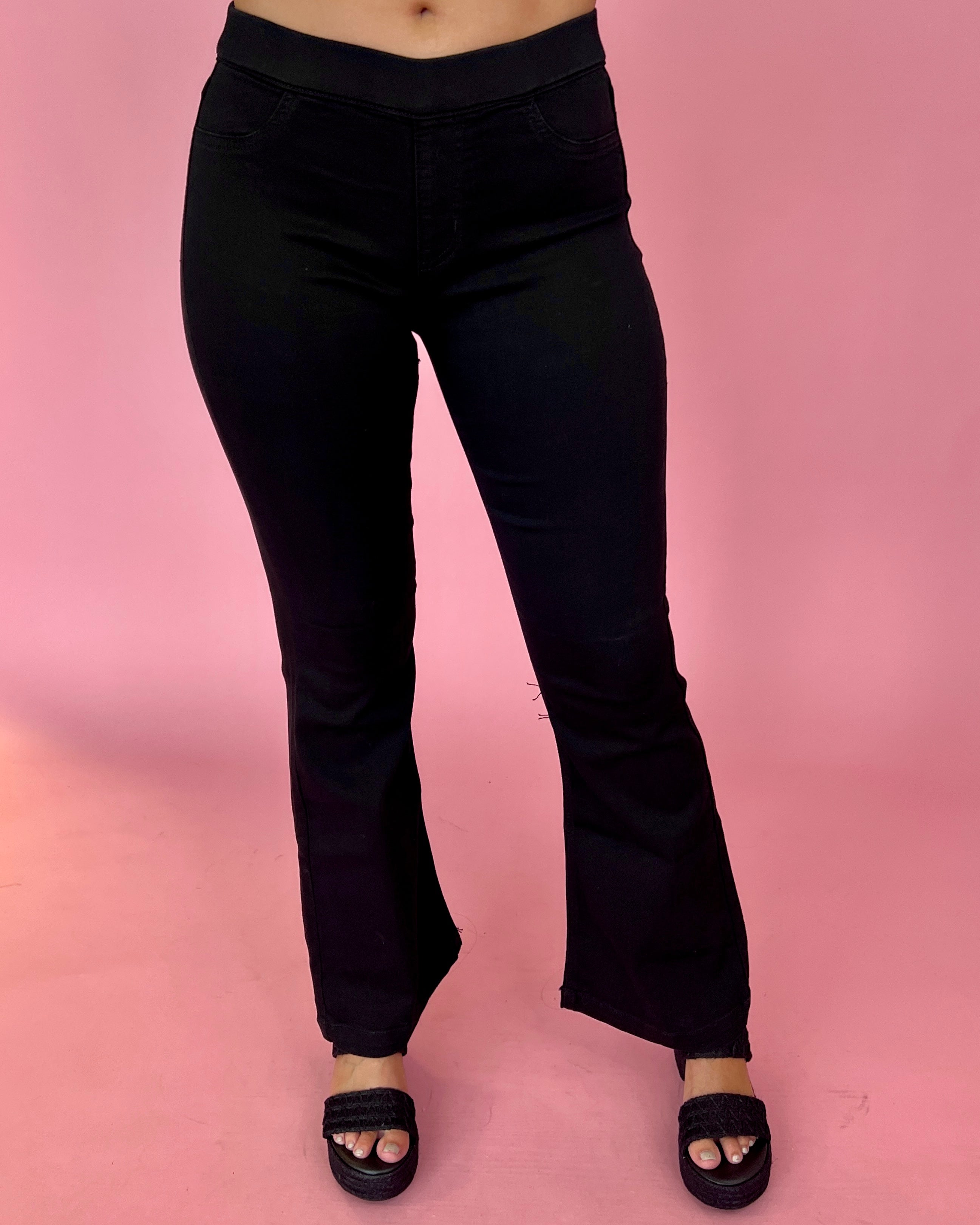 Basic Needs Black (Short) Flare Jeans-Shop-Womens-Boutique-Clothing