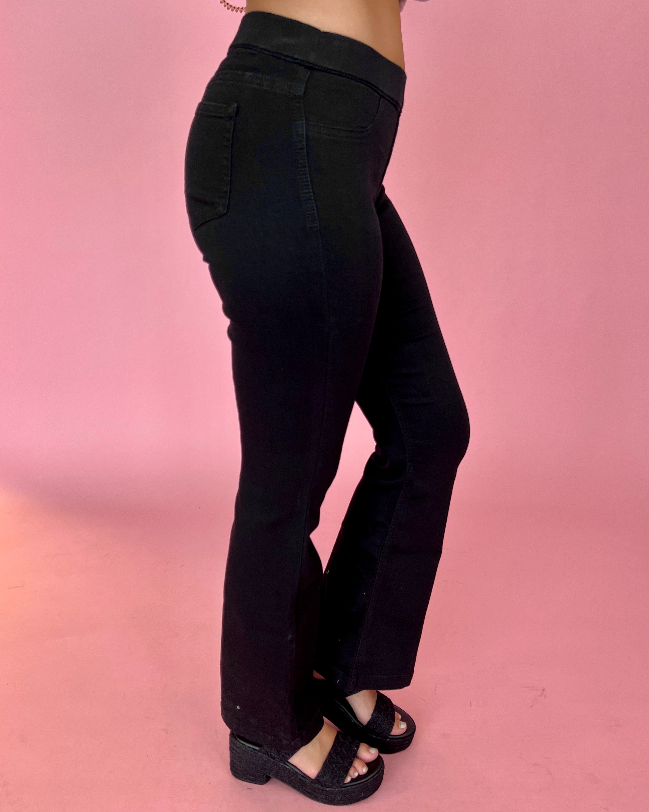 Basic Needs Black (Short) Flare Jeans-Shop-Womens-Boutique-Clothing