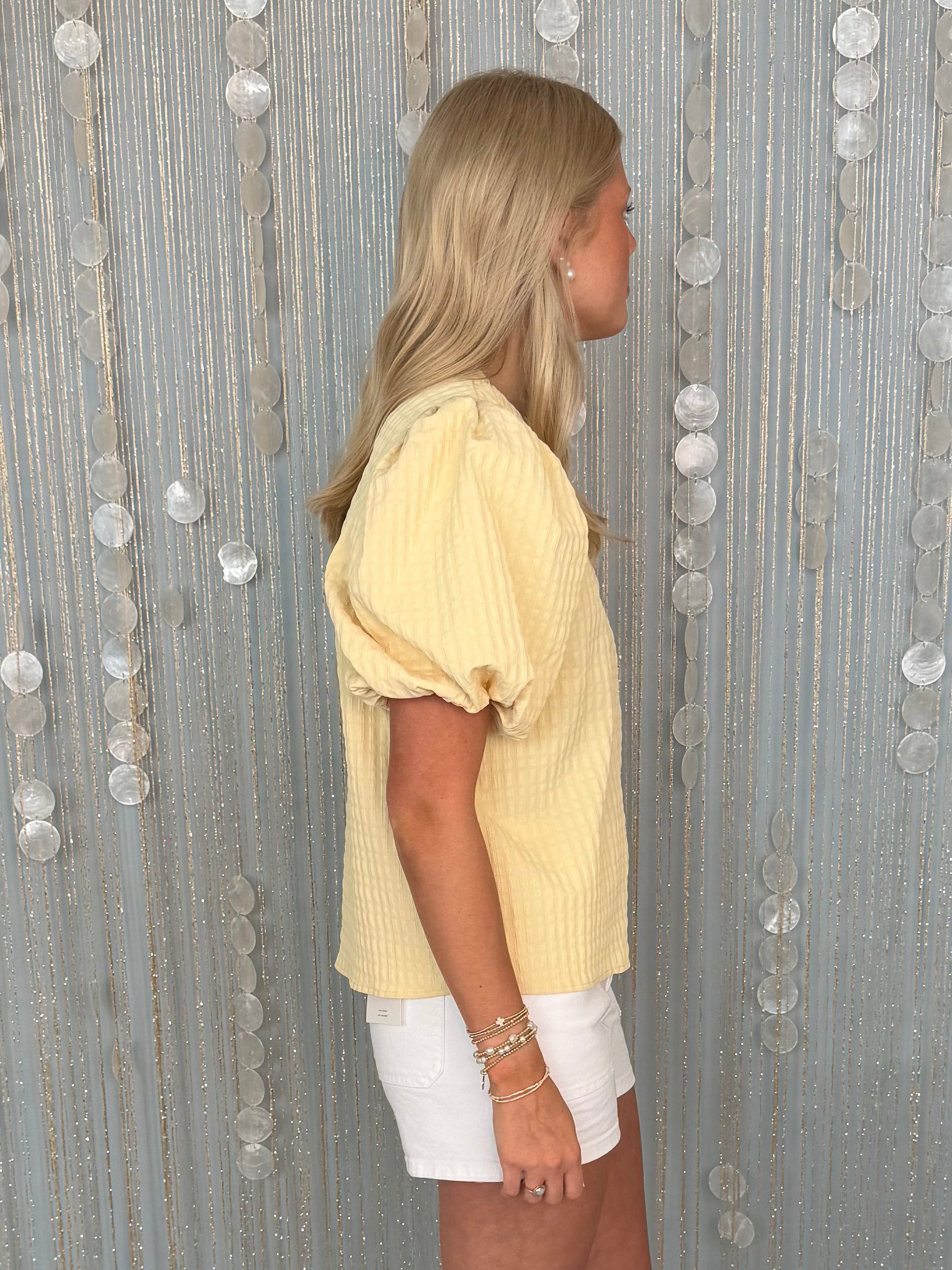 Tropic Shadow Butter Yellow V-Neck Top-Shop-Womens-Boutique-Clothing