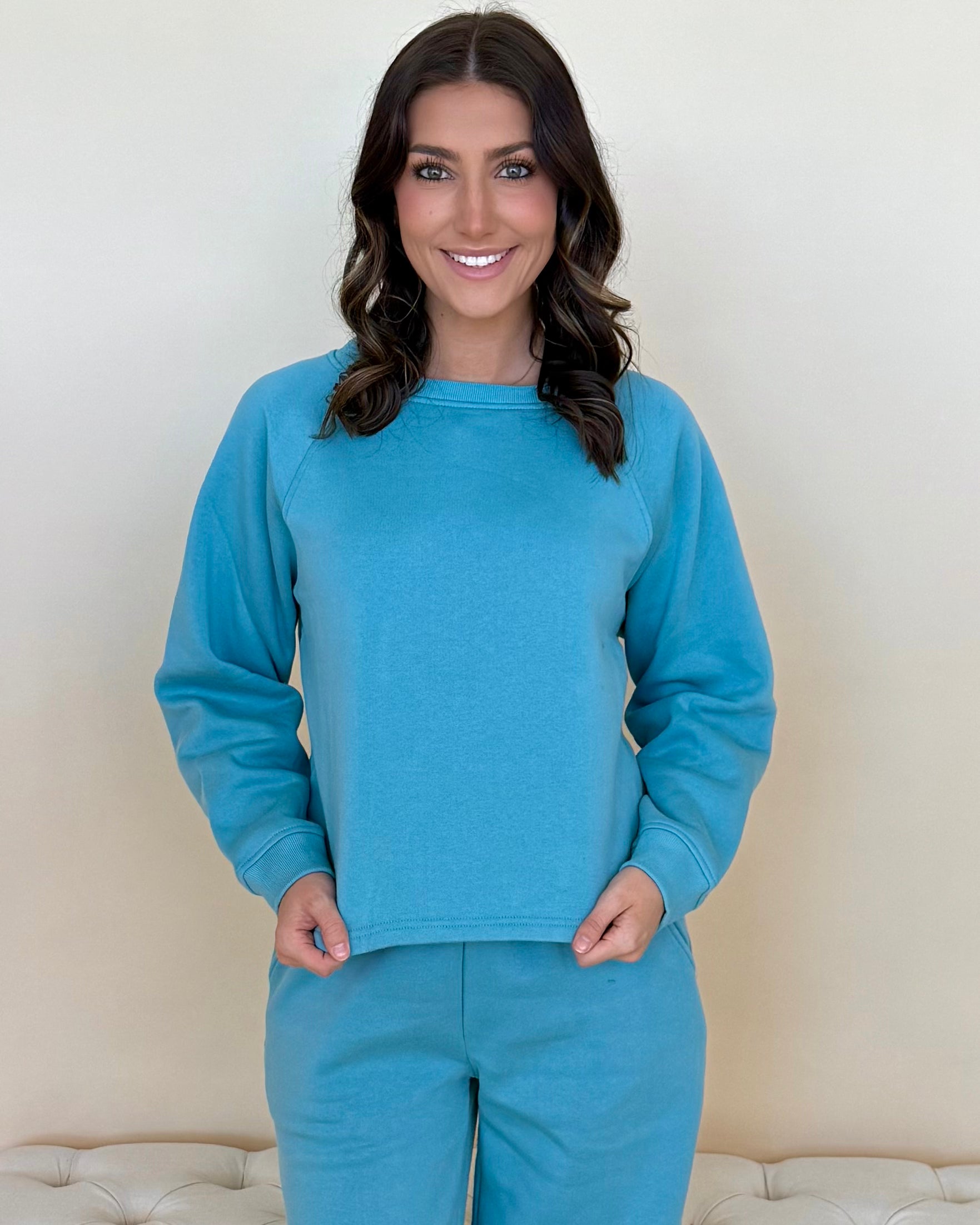 Gentle Shine Dusty Teal Sweatpants Set-Shop-Womens-Boutique-Clothing