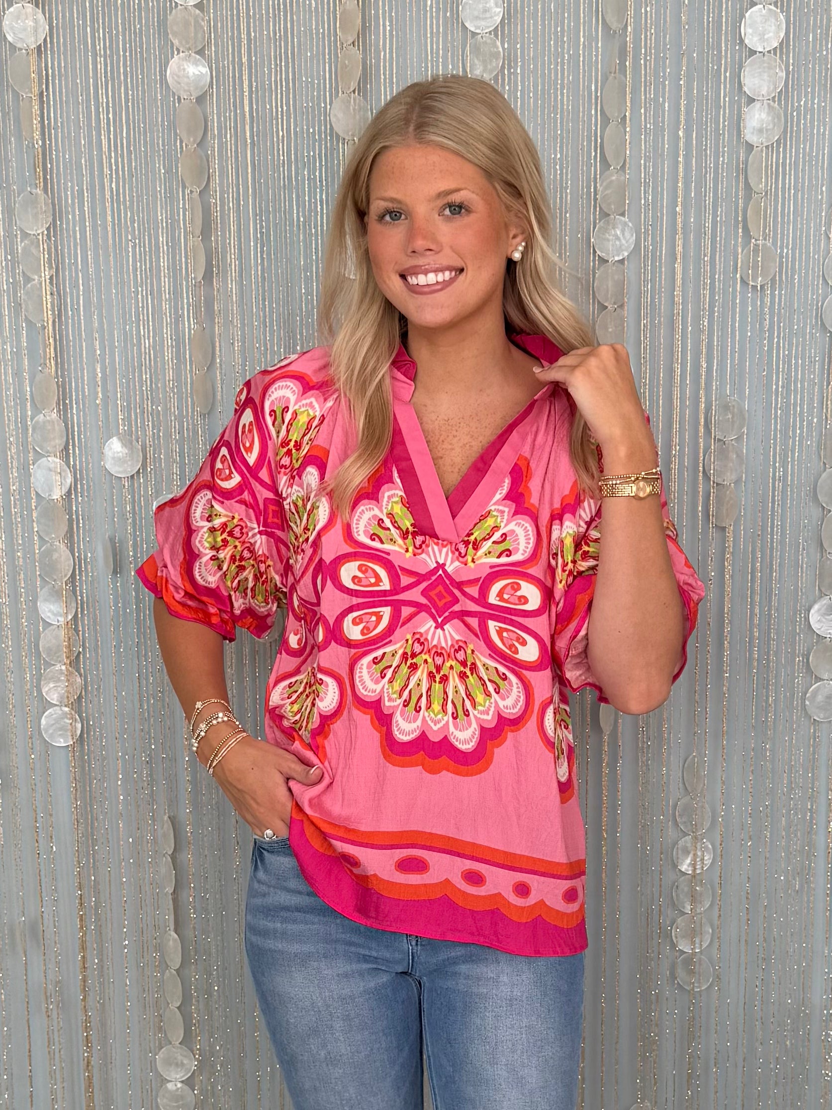 Easy Breezy Fuchsia Mix Top-Shop-Womens-Boutique-Clothing