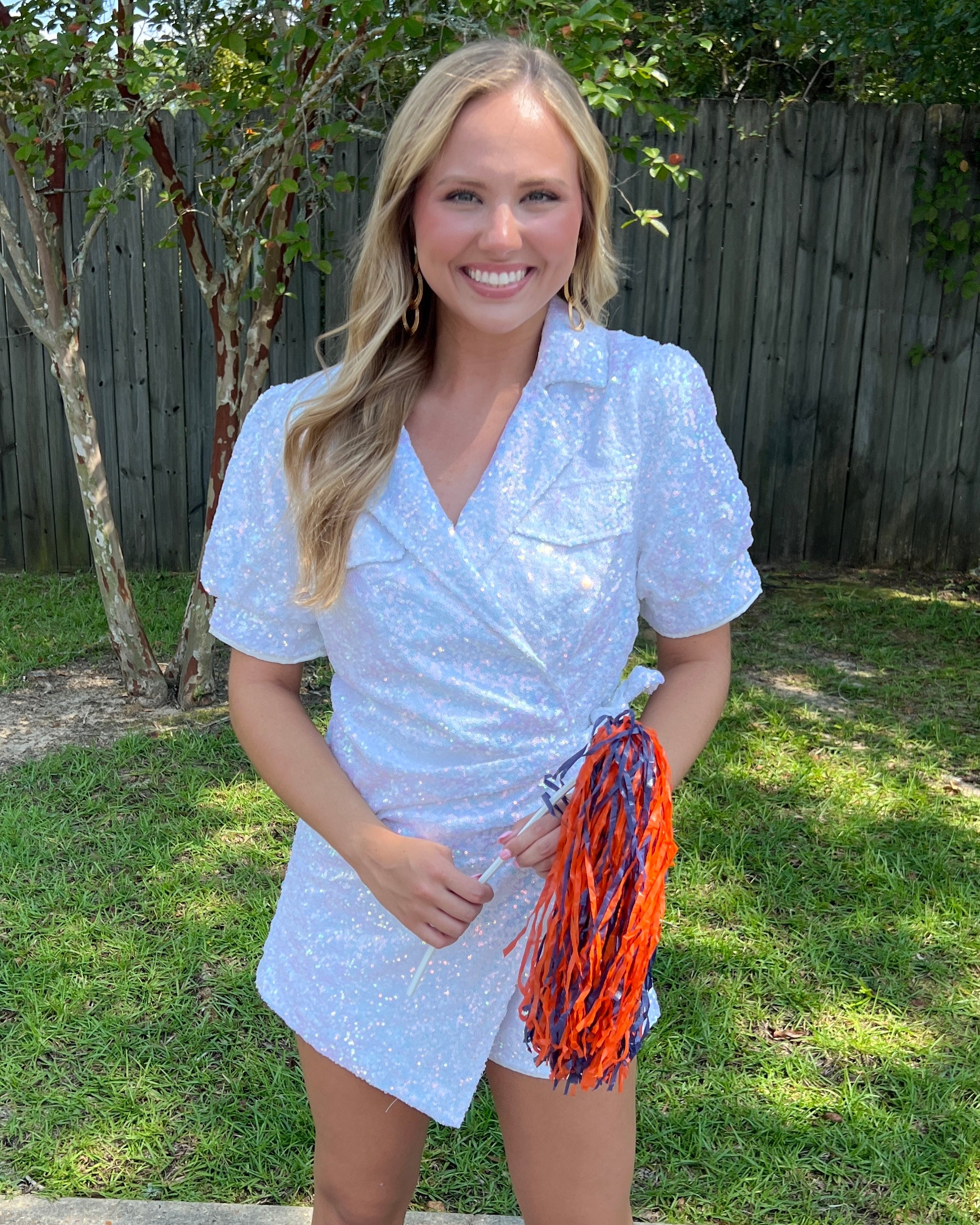 Brightest Star White Wrap Front Sequins Romper-Shop-Womens-Boutique-Clothing