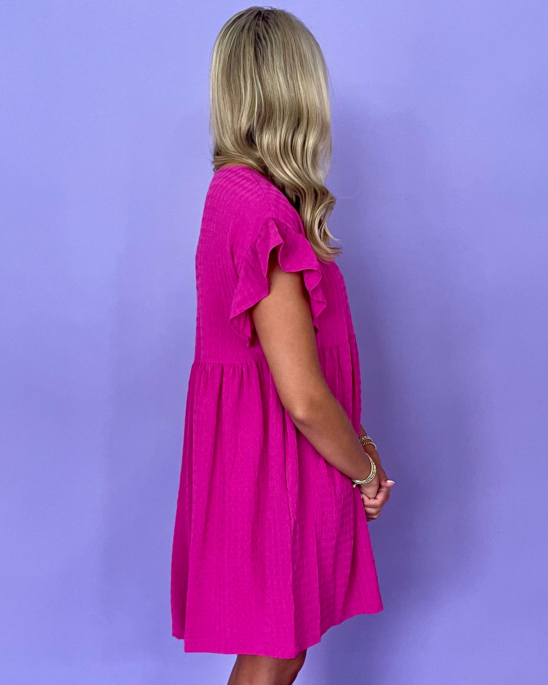 As You Please Fuchsia Textured Dress-Shop-Womens-Boutique-Clothing