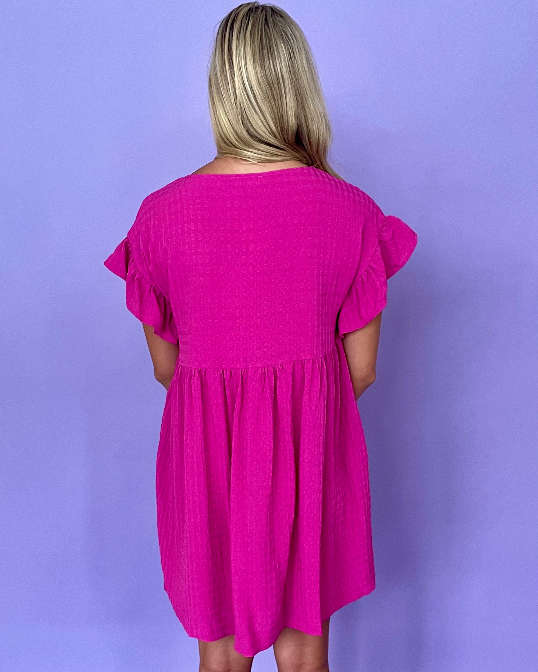 As You Please Fuchsia Textured Dress-Shop-Womens-Boutique-Clothing