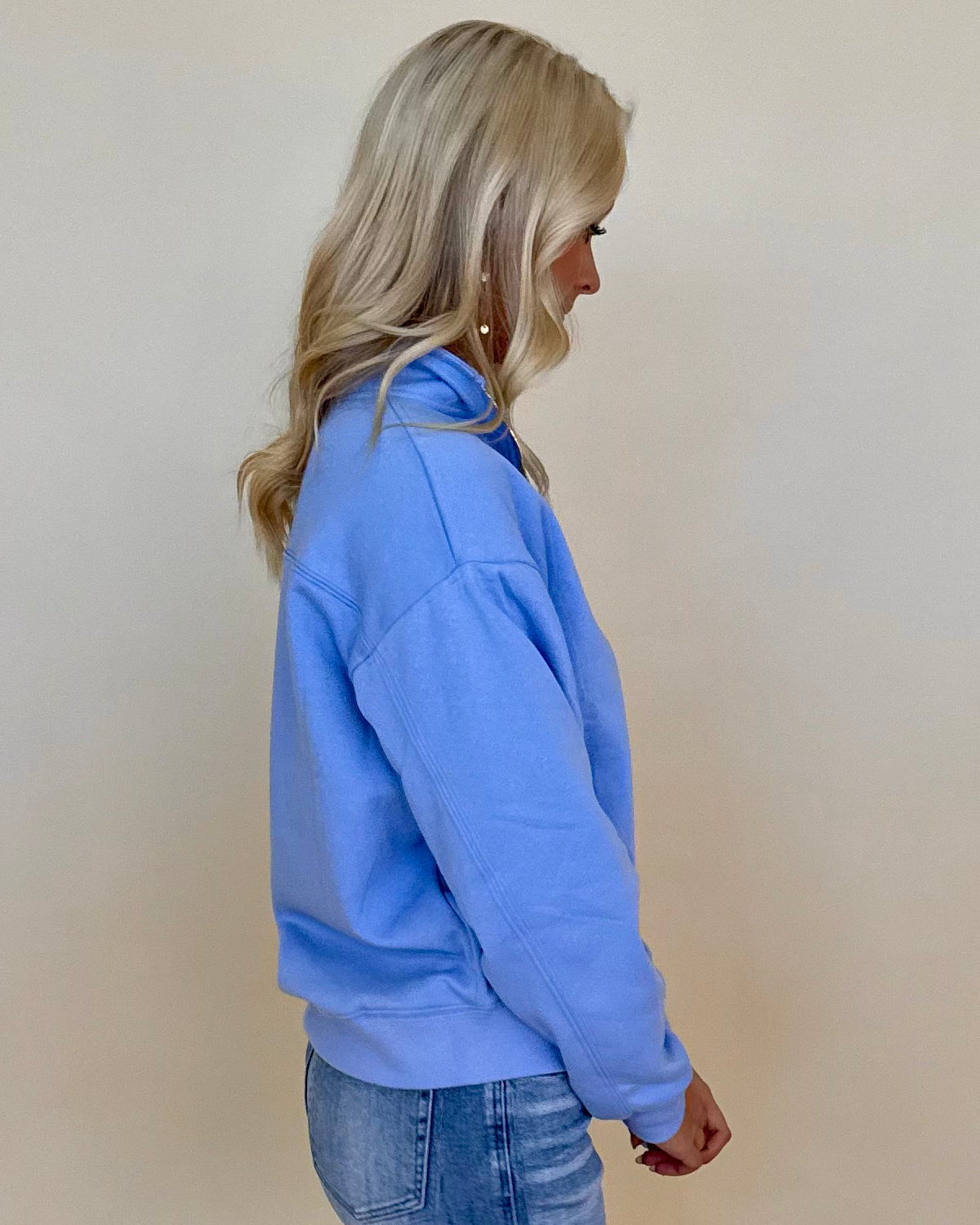 Daily Wear Spring Blue Zip Sweatshirt-Shop-Womens-Boutique-Clothing