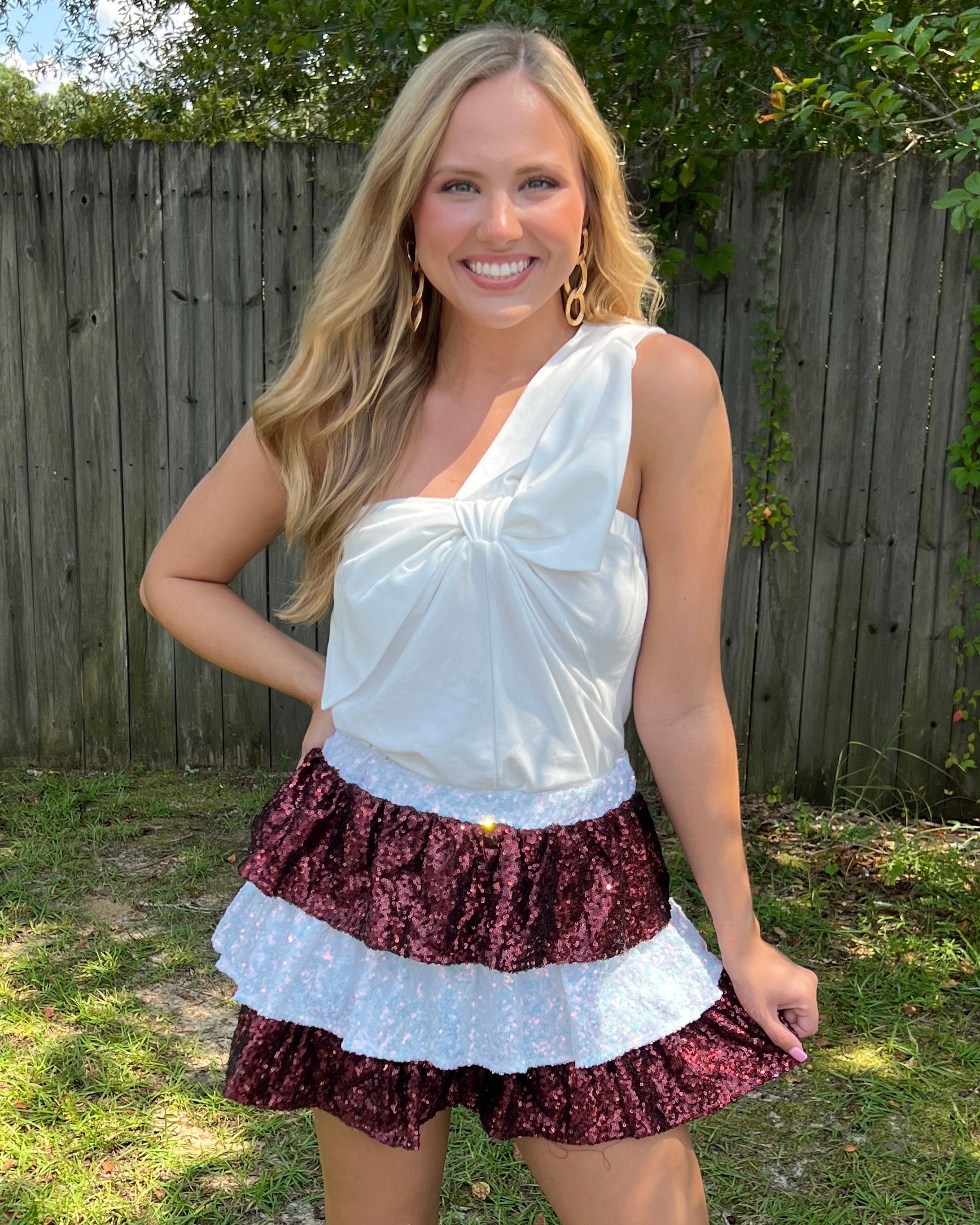 Just After Dark White One Shoulder Bow Detail Top-Shop-Womens-Boutique-Clothing