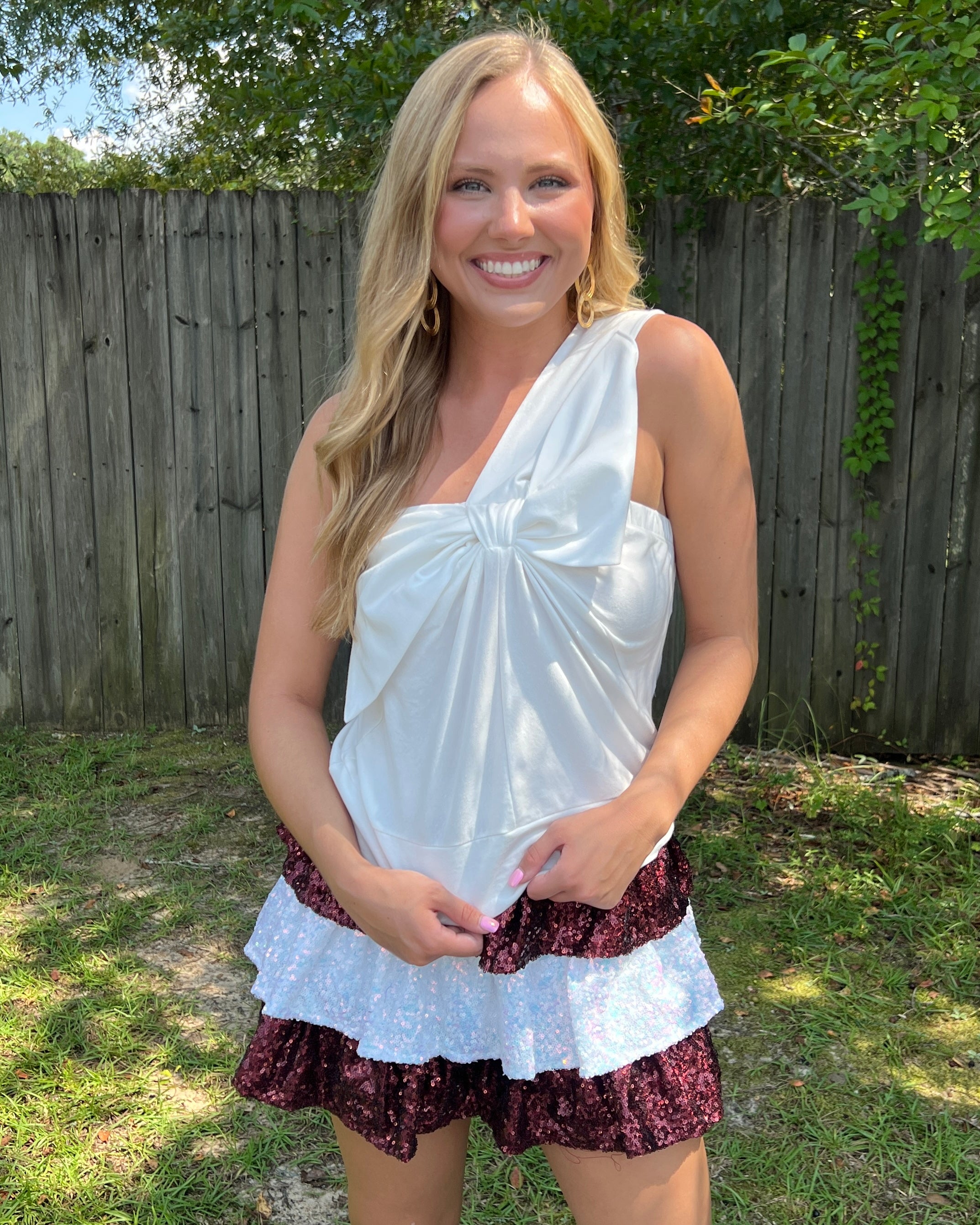 Just After Dark White One Shoulder Bow Detail Top-Shop-Womens-Boutique-Clothing