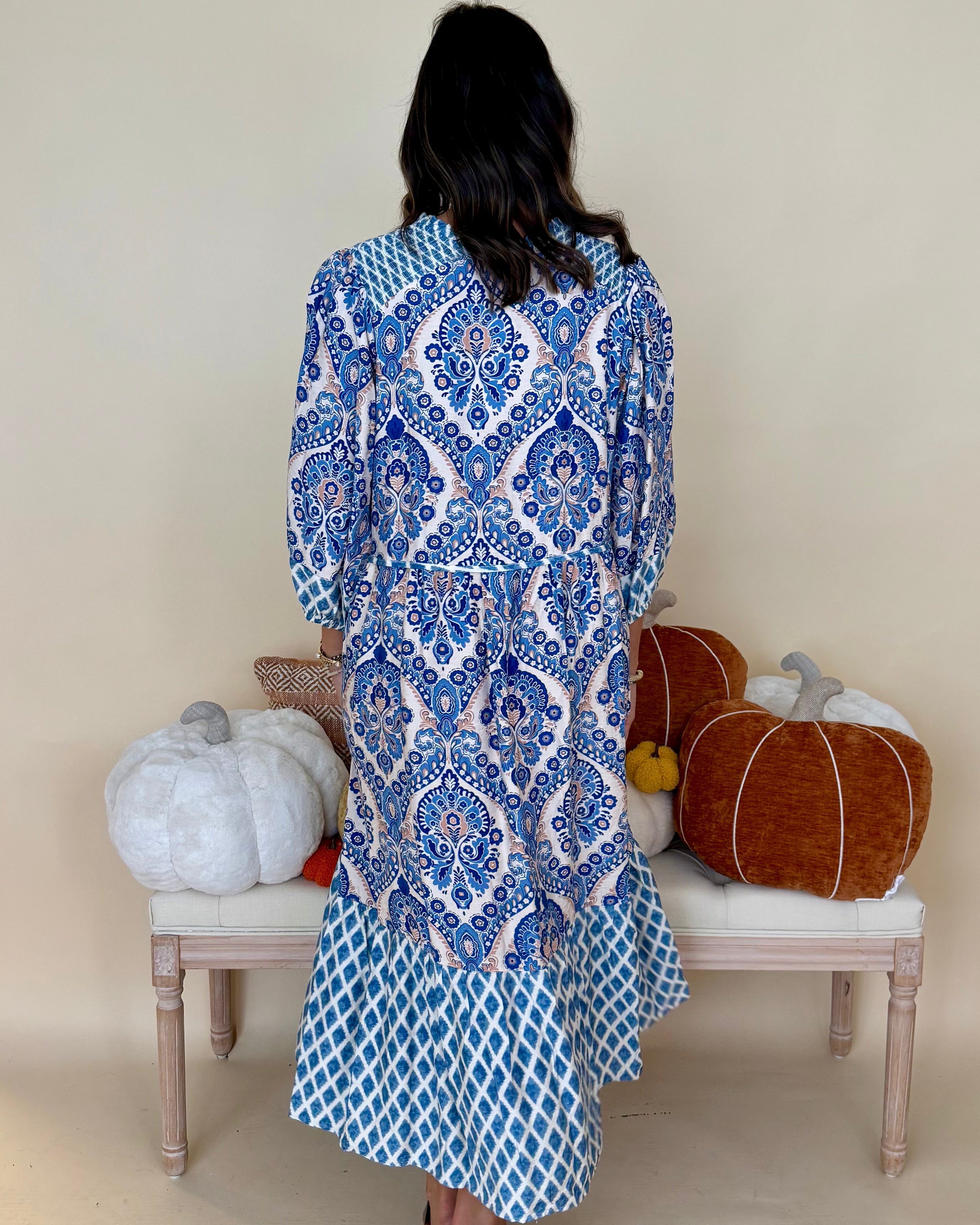 Always Dreaming Blue Paisley Midi Dress-Shop-Womens-Boutique-Clothing