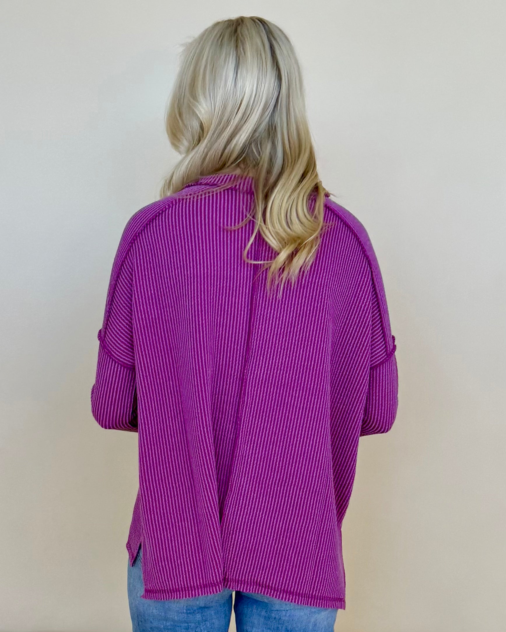 Relaxed Plum Rib Raw Edge Top-Shop-Womens-Boutique-Clothing