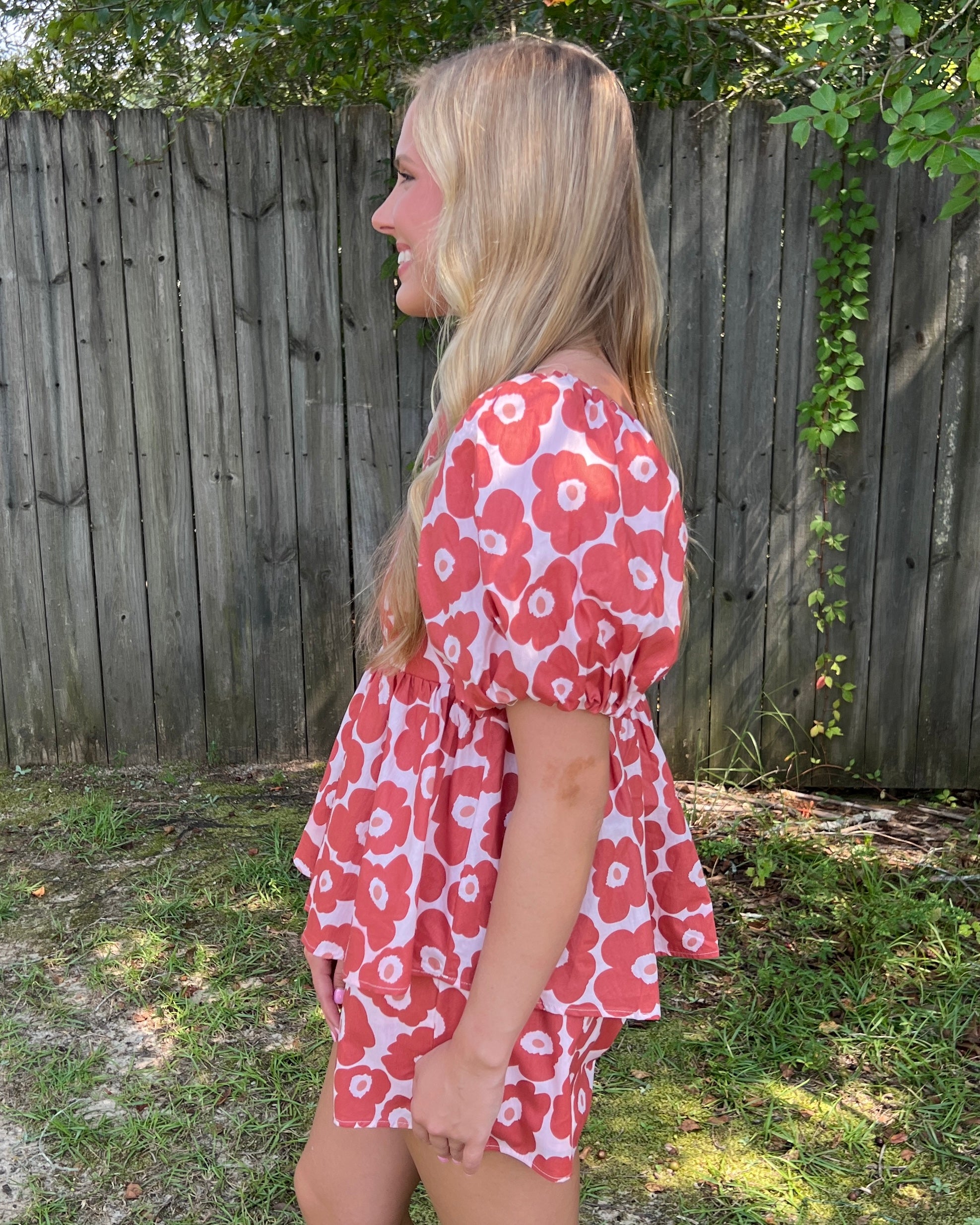 Loft Party Berry Floral Puff Sleeve Top-Shop-Womens-Boutique-Clothing