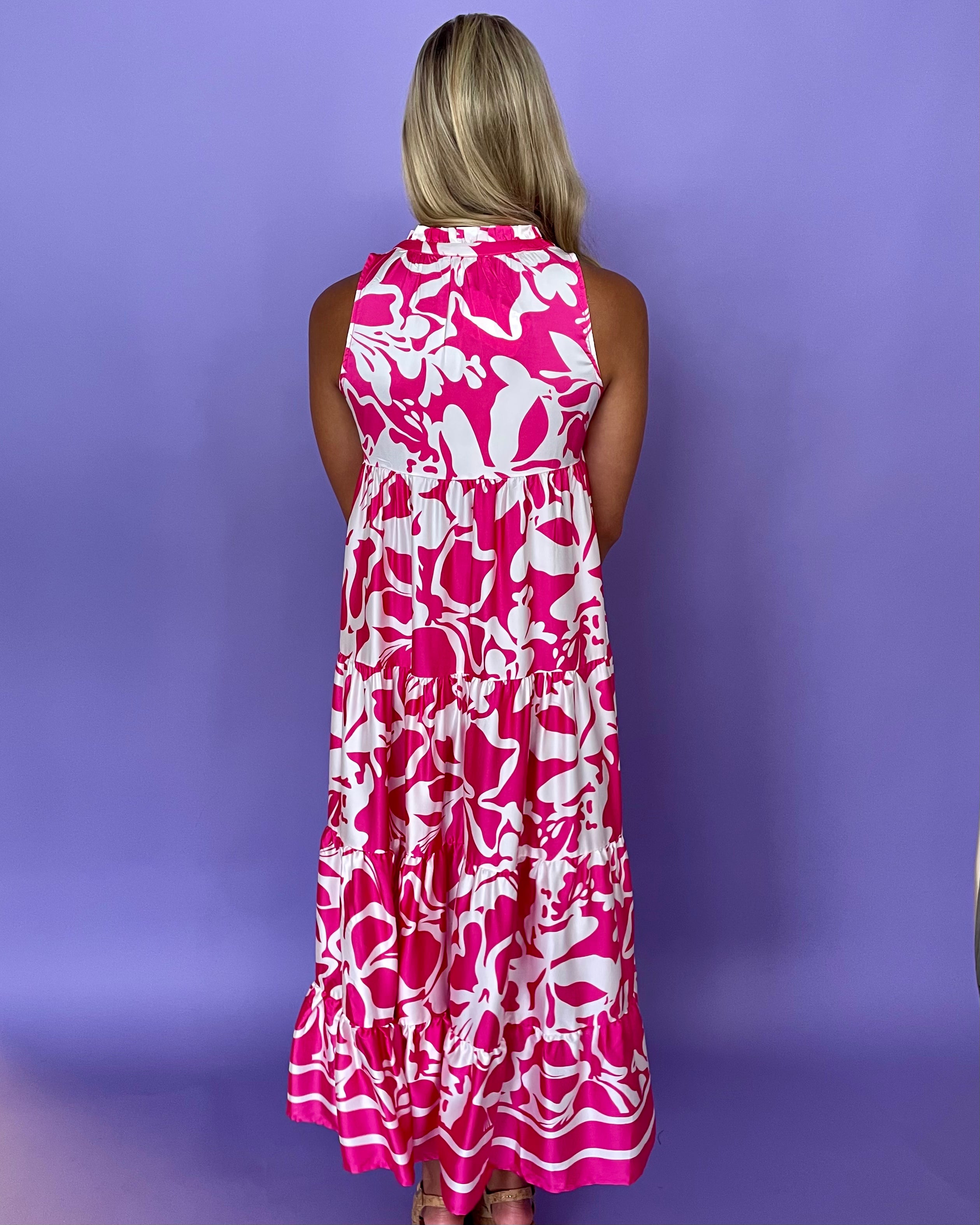 Loving Moment Hot Pink Satin Maxi Dress-Shop-Womens-Boutique-Clothing
