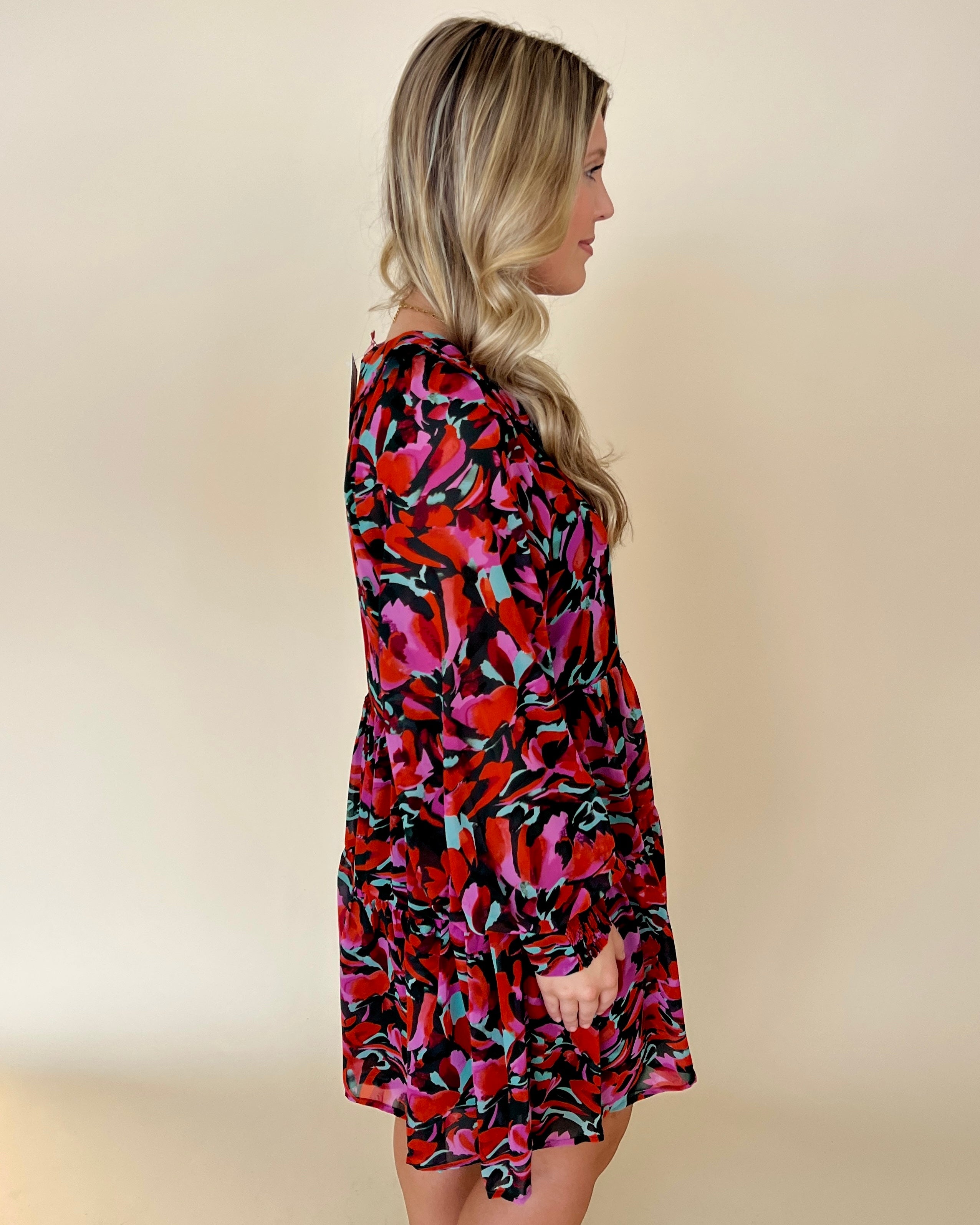 At The Top H Green Printed Ruffle Dress-Shop-Womens-Boutique-Clothing