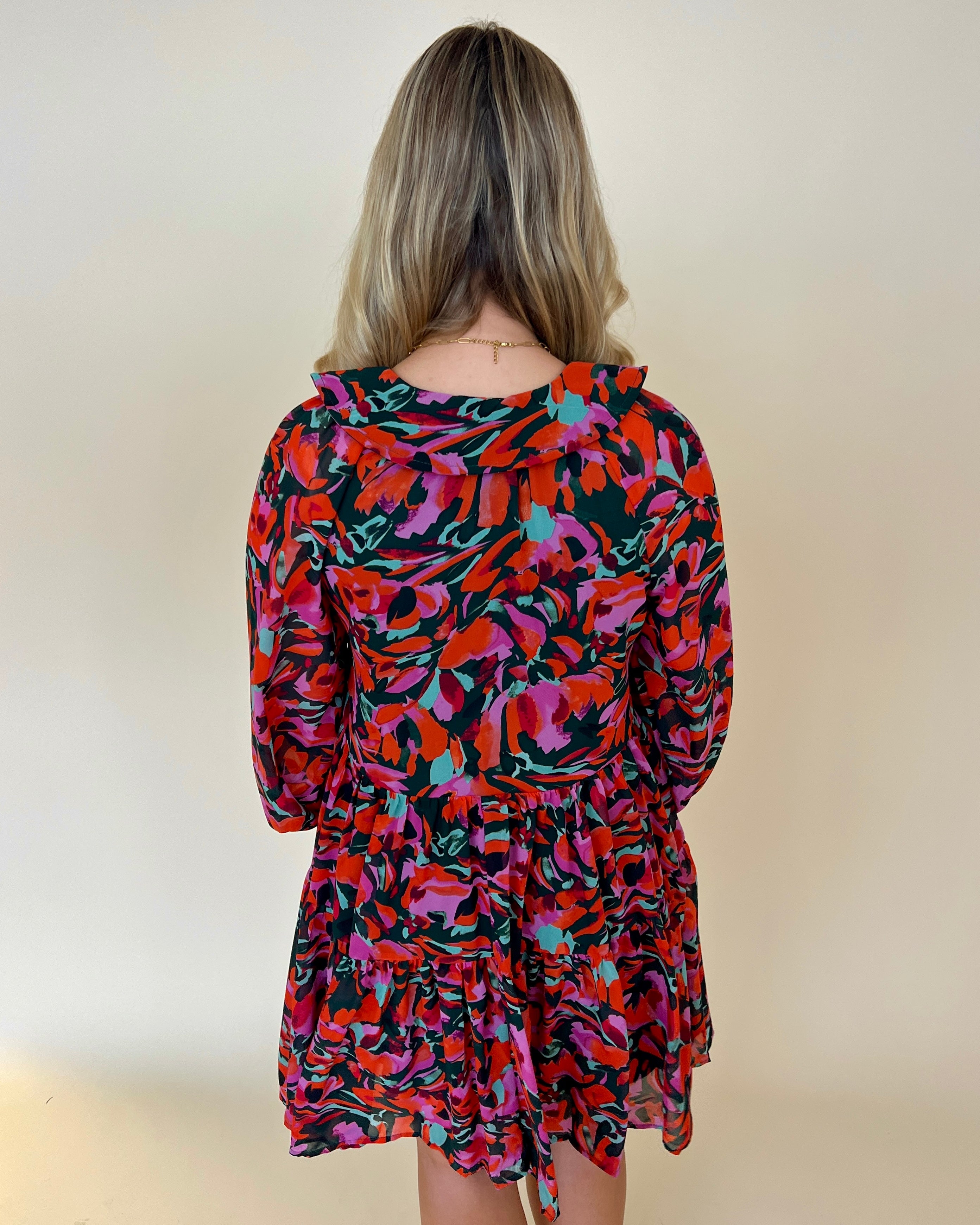 At The Top H Green Printed Ruffle Dress-Shop-Womens-Boutique-Clothing