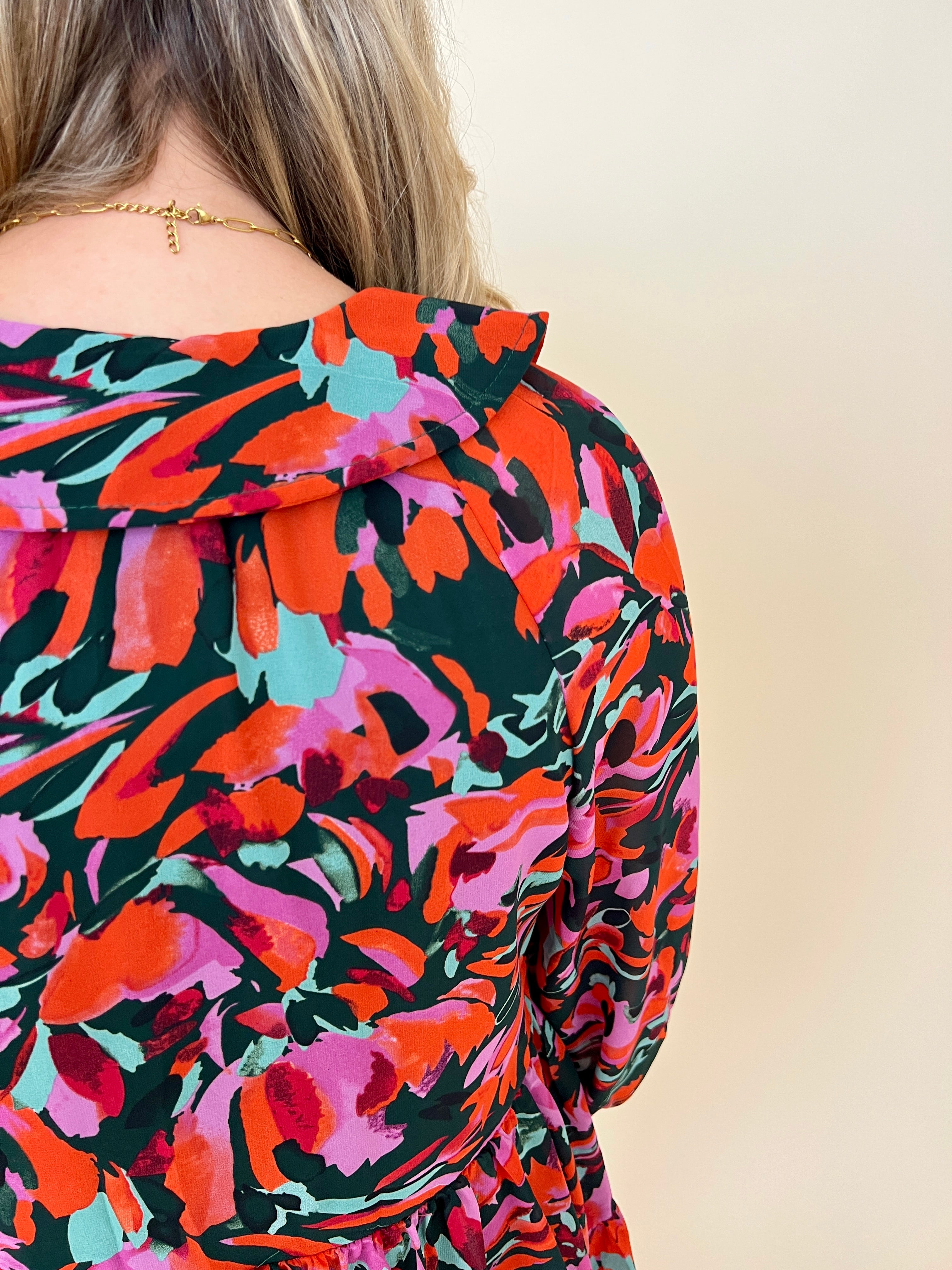 At The Top H Green Printed Ruffle Dress-Shop-Womens-Boutique-Clothing