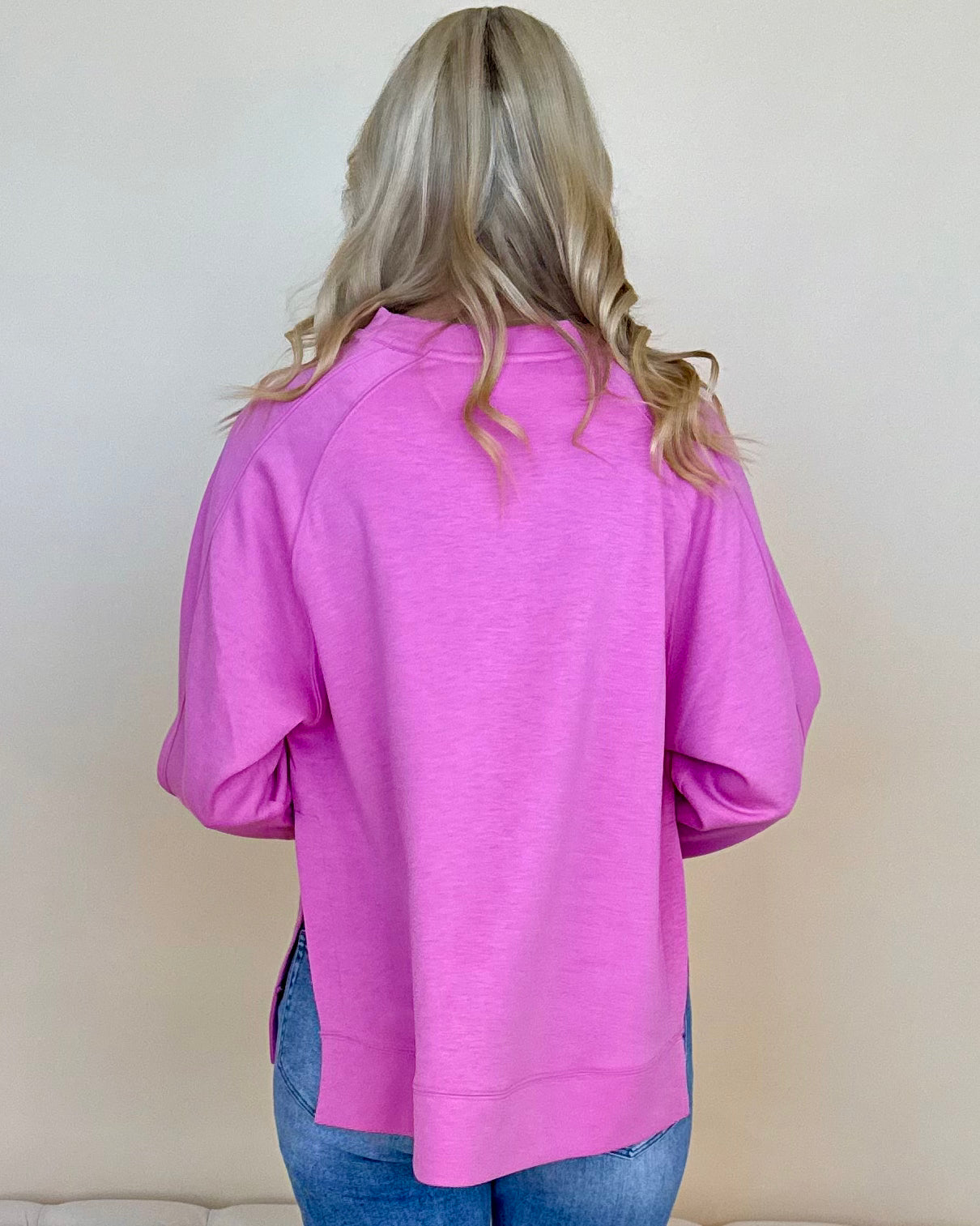 Chill Vibe Pink Scuba Side Slit Sweatshirt-Shop-Womens-Boutique-Clothing