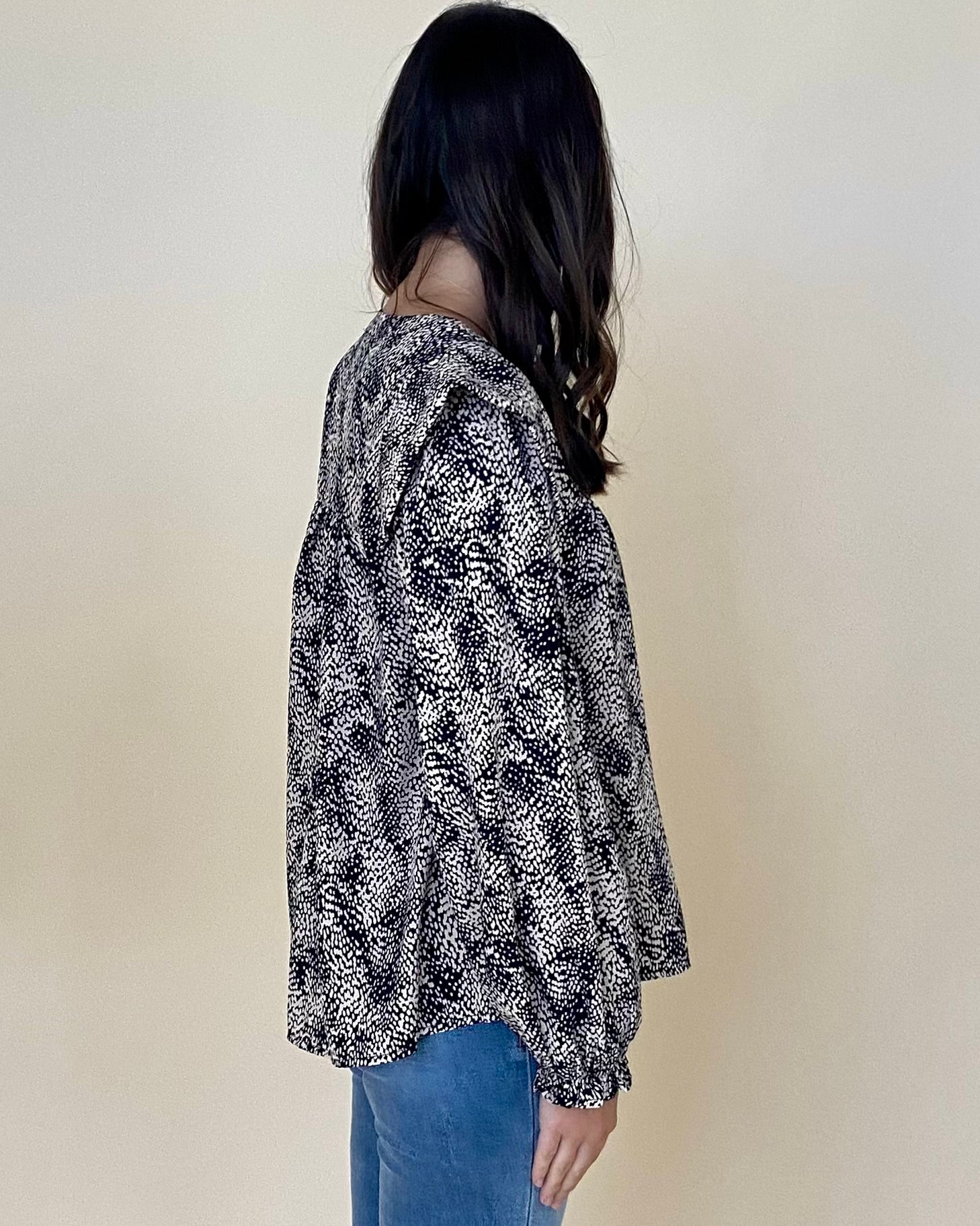 Stick With It Black Spotted Top-Shop-Womens-Boutique-Clothing