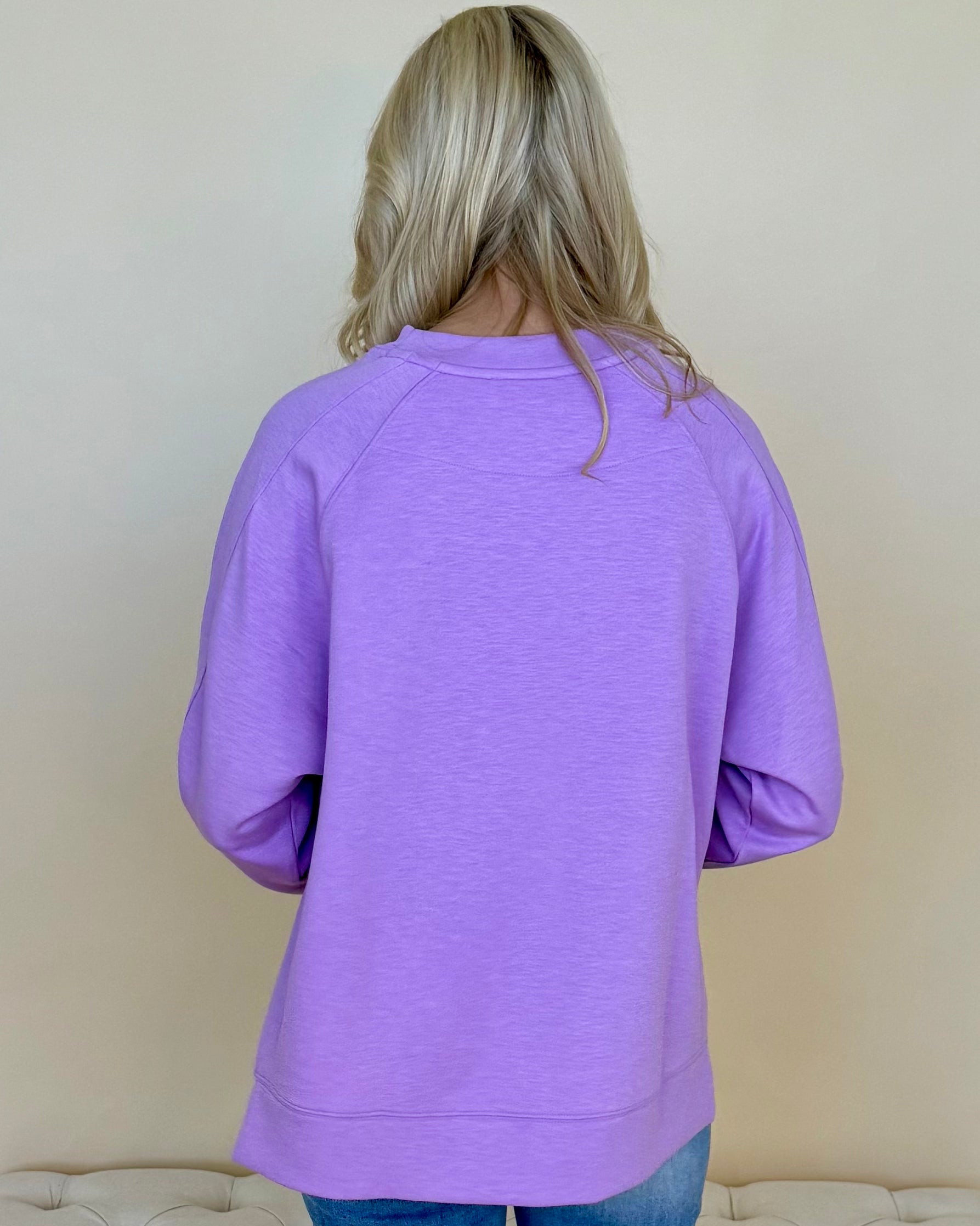 Chill Vibe Lavender Scuba Side Slit Sweatshirt-Shop-Womens-Boutique-Clothing