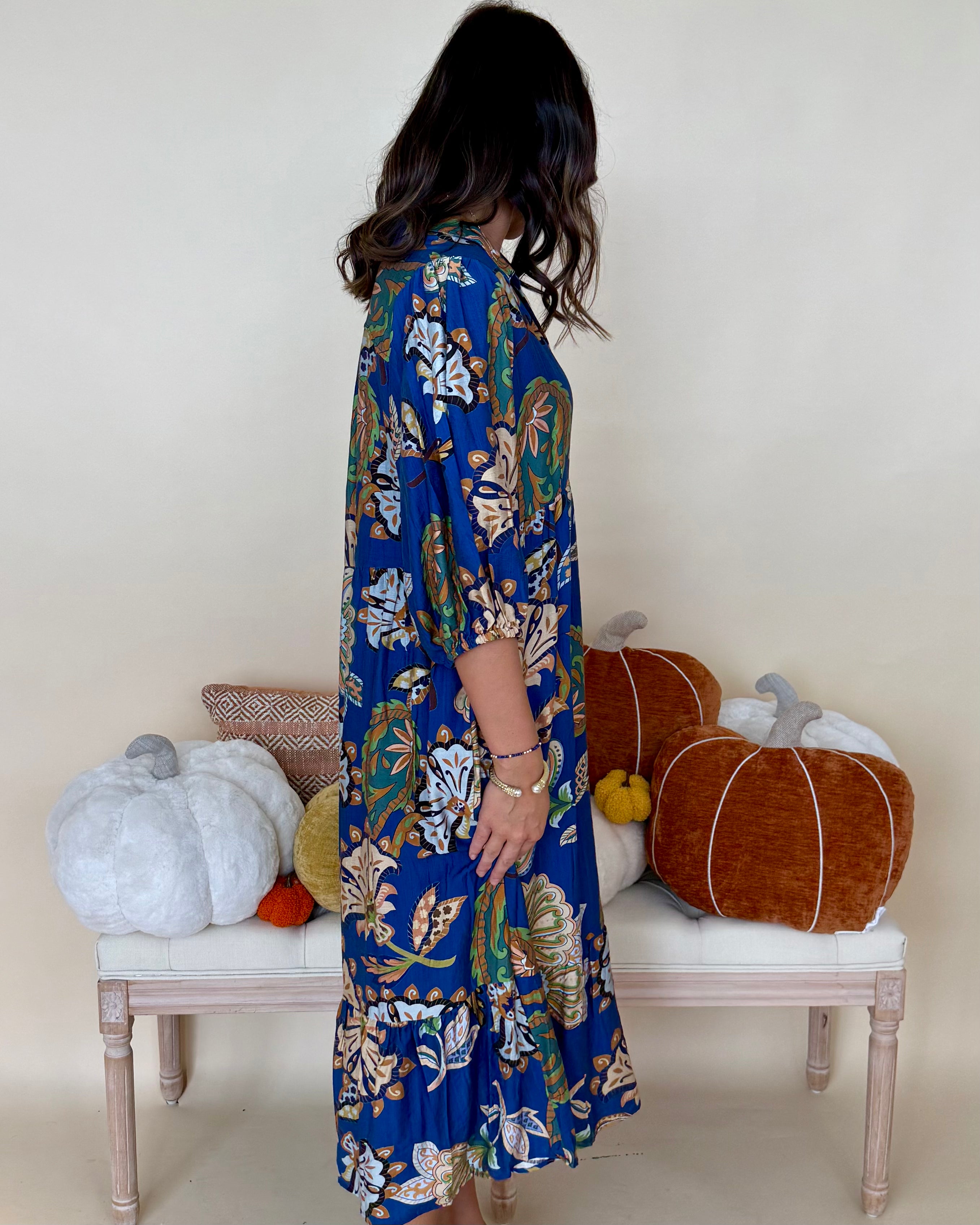 Harp On It Navy Paisley Midi Dress-Shop-Womens-Boutique-Clothing