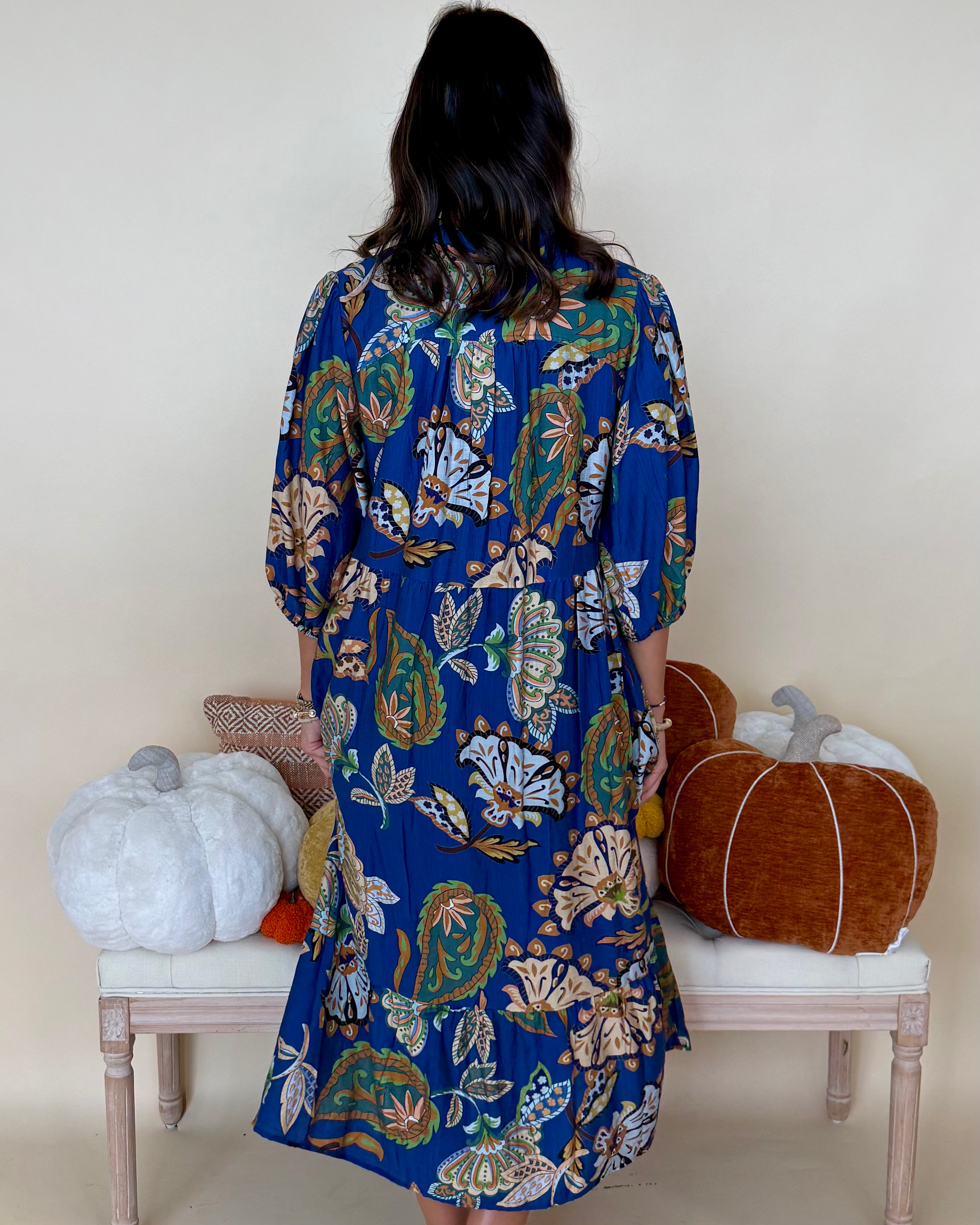 Harp On It Navy Paisley Midi Dress-Shop-Womens-Boutique-Clothing