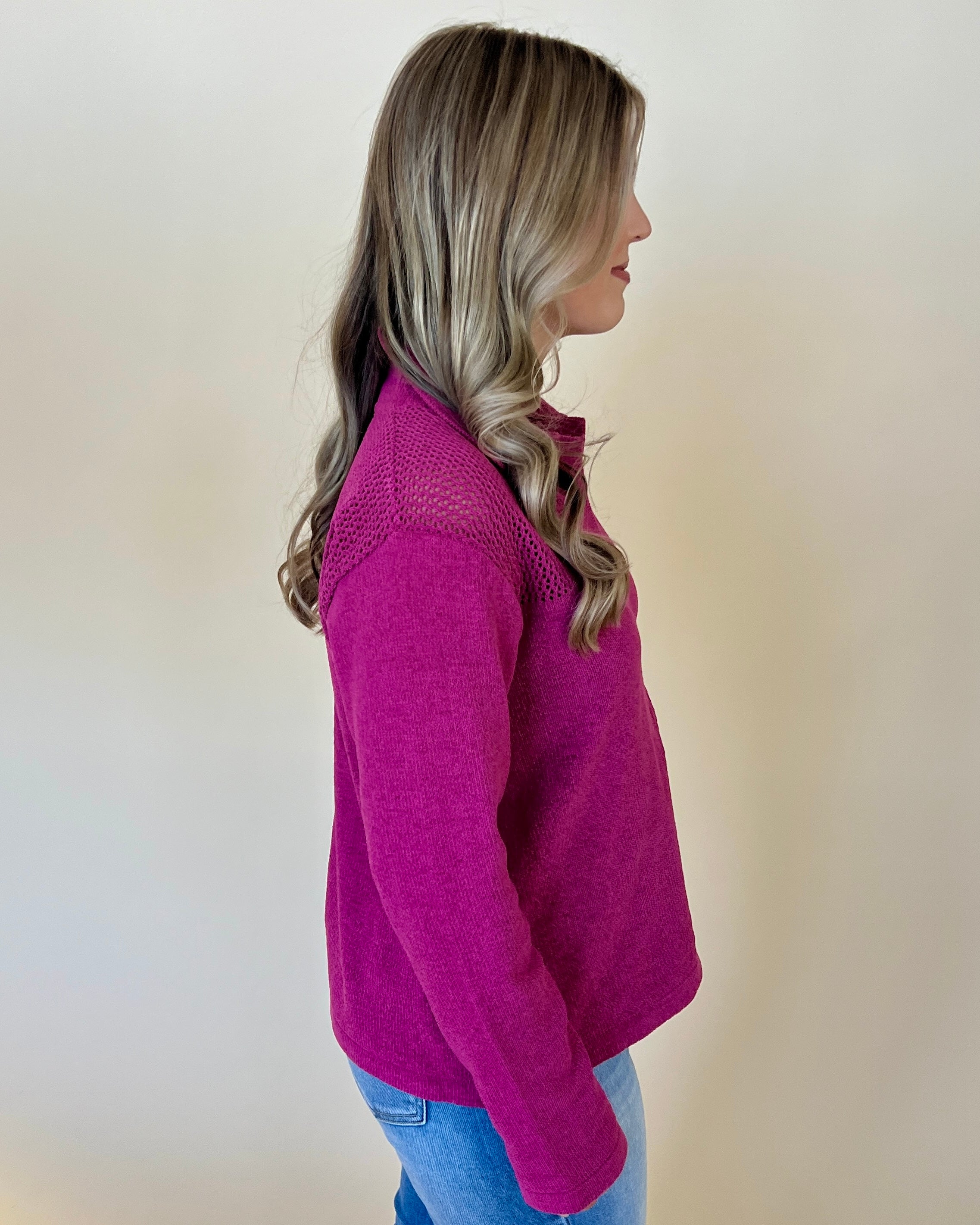 See The Light Berry Crochet Sweater-Shop-Womens-Boutique-Clothing
