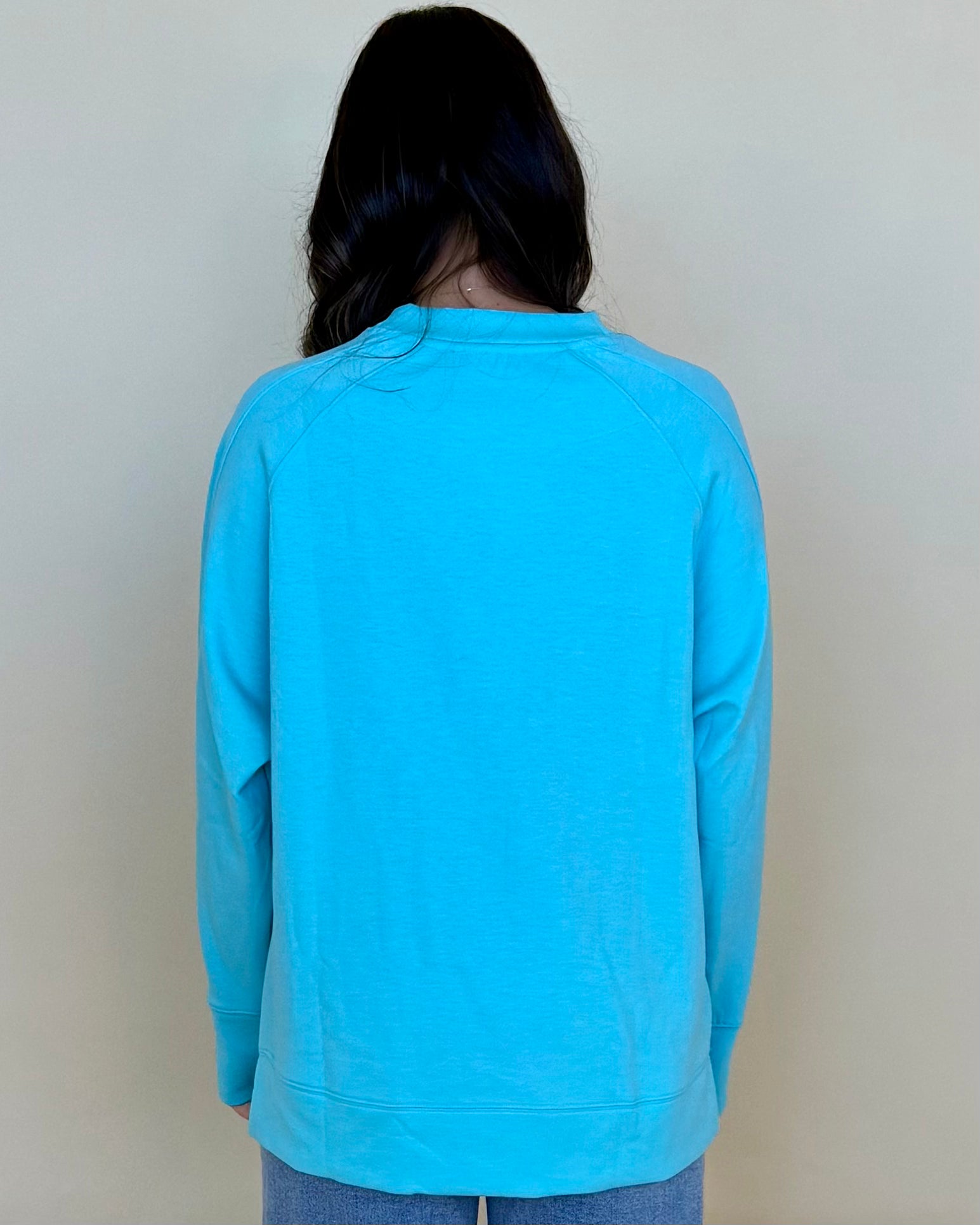 Chill Vibe Mint Sky Scuba Side Slit Sweatshirt-Shop-Womens-Boutique-Clothing